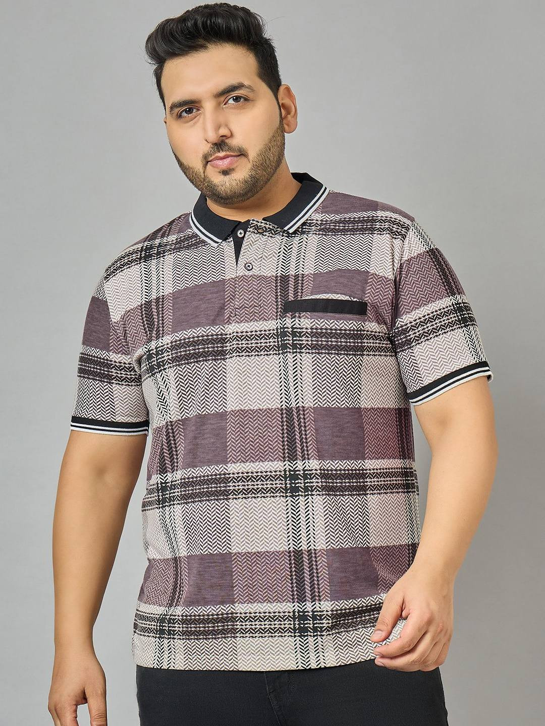 Buy AUSTIVO Men Checked Polo Collar Cotton T Shirt - Tshirts for Men ...