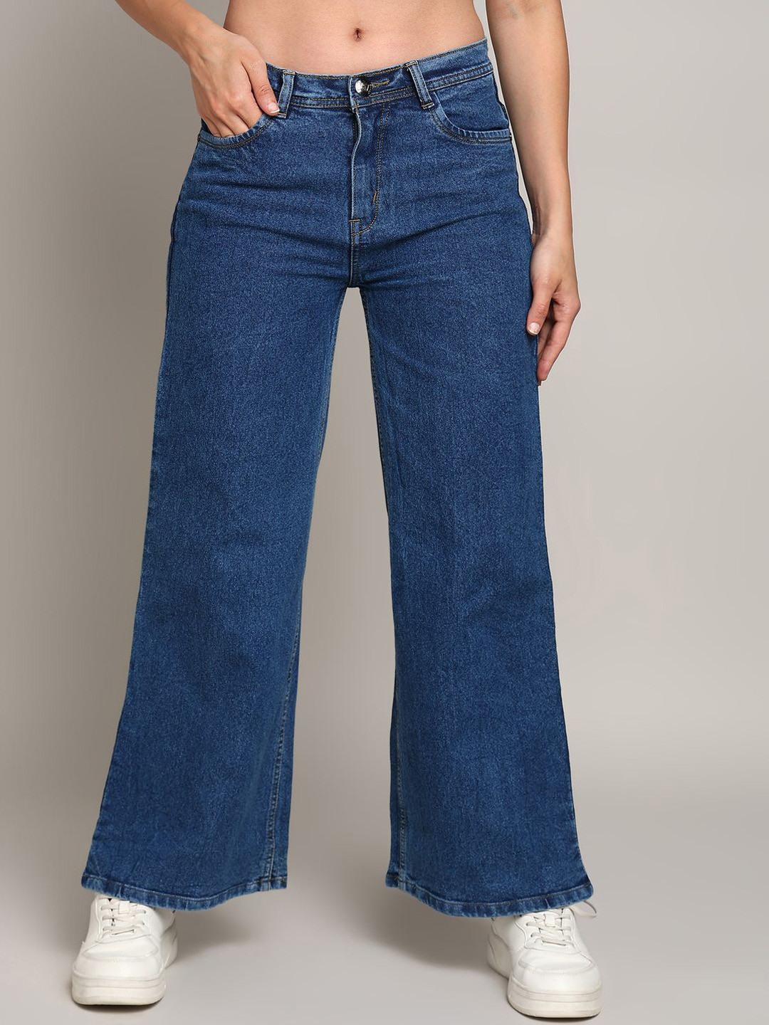 Buy Nifty Women Wide Leg Mid Rise Stretchable Jeans - Jeans for Women ...