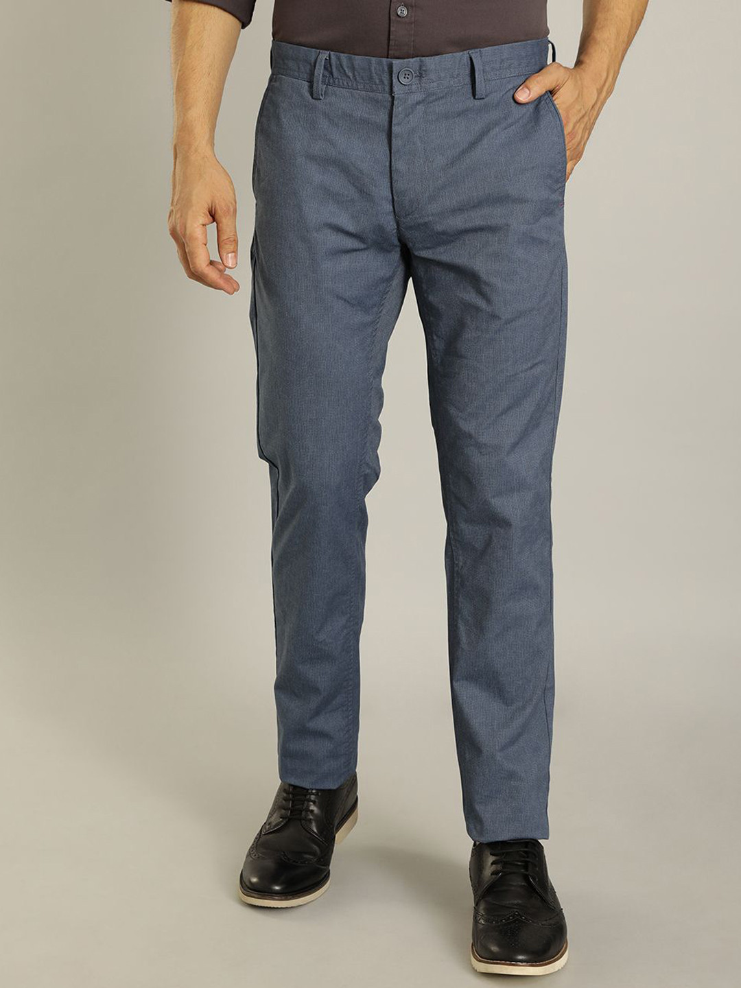 Buy Indian Terrain Men Brooklyn Slim Fit Trousers - Trousers for Men ...