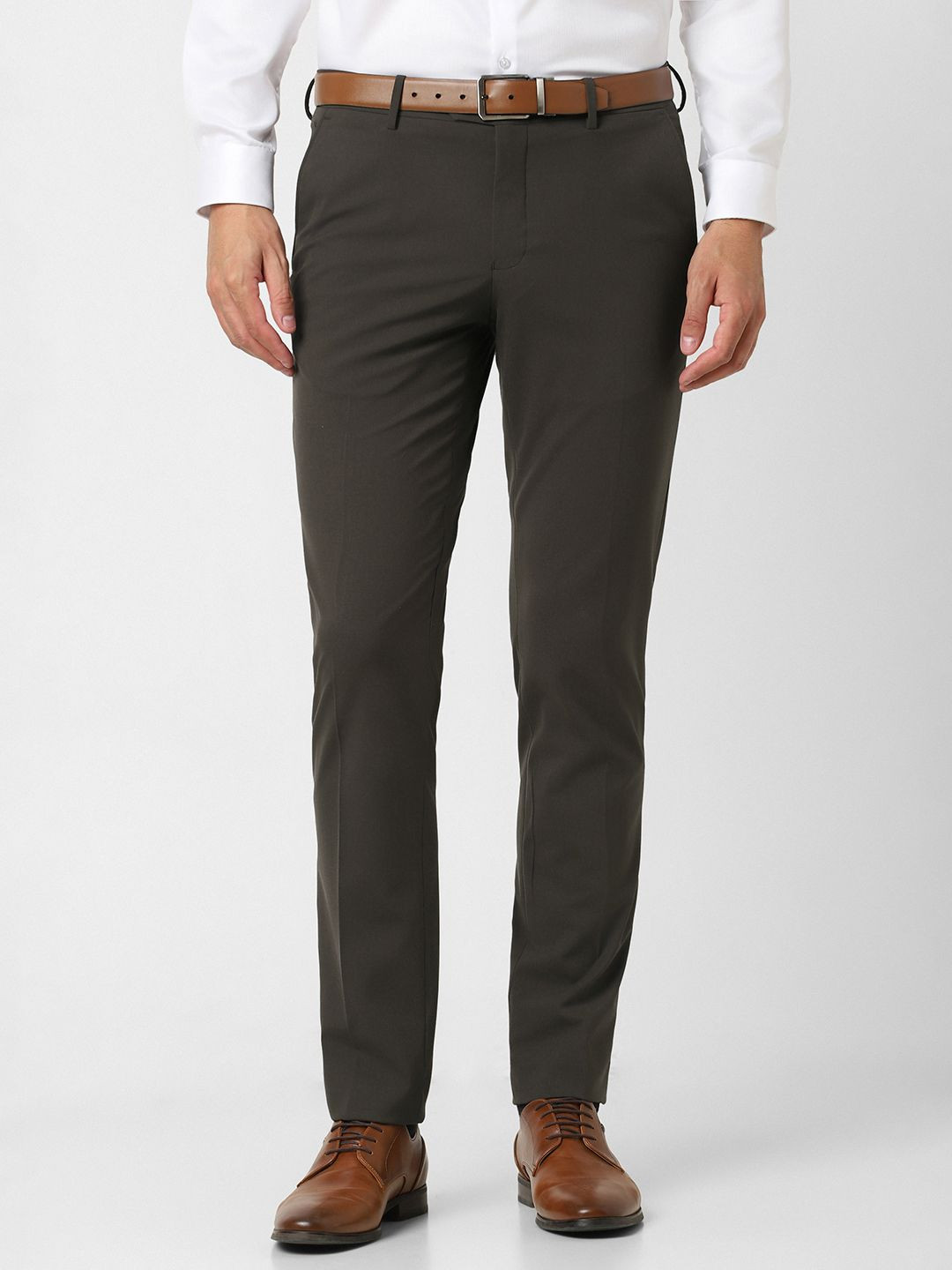 Buy Van Heusen Men Slim Fit Mid Rise Formal Trousers - Trousers for Men ...