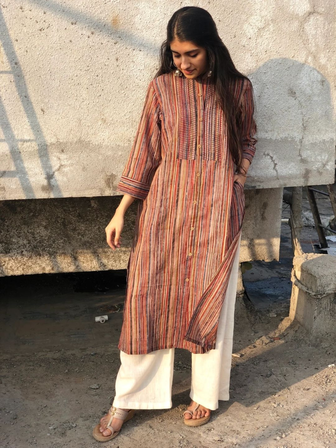 Brown - Printed Cotton Straight Kalamkari Kurta 16