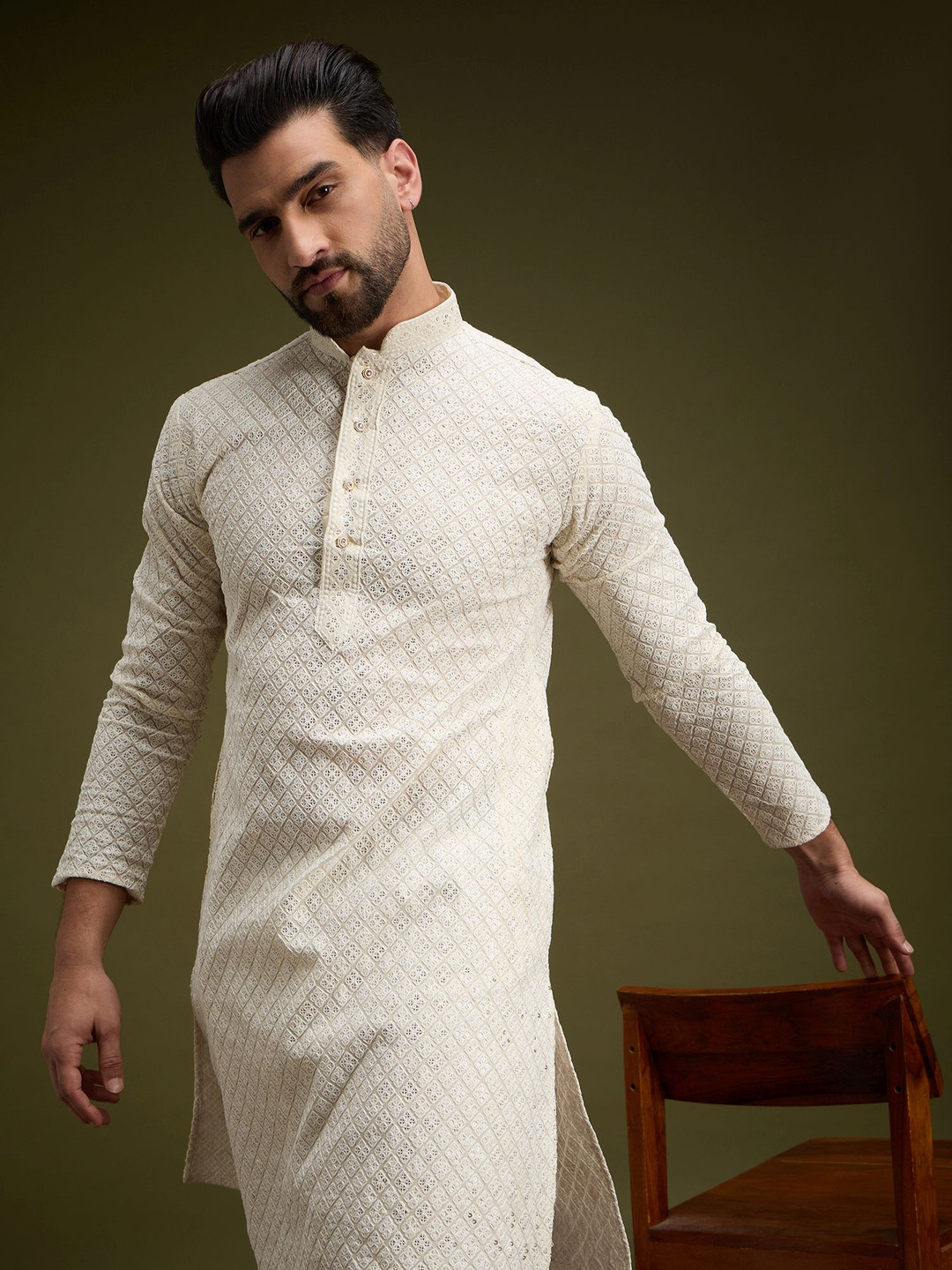 Men'S Ombre Pure Cotton Straight Kurta