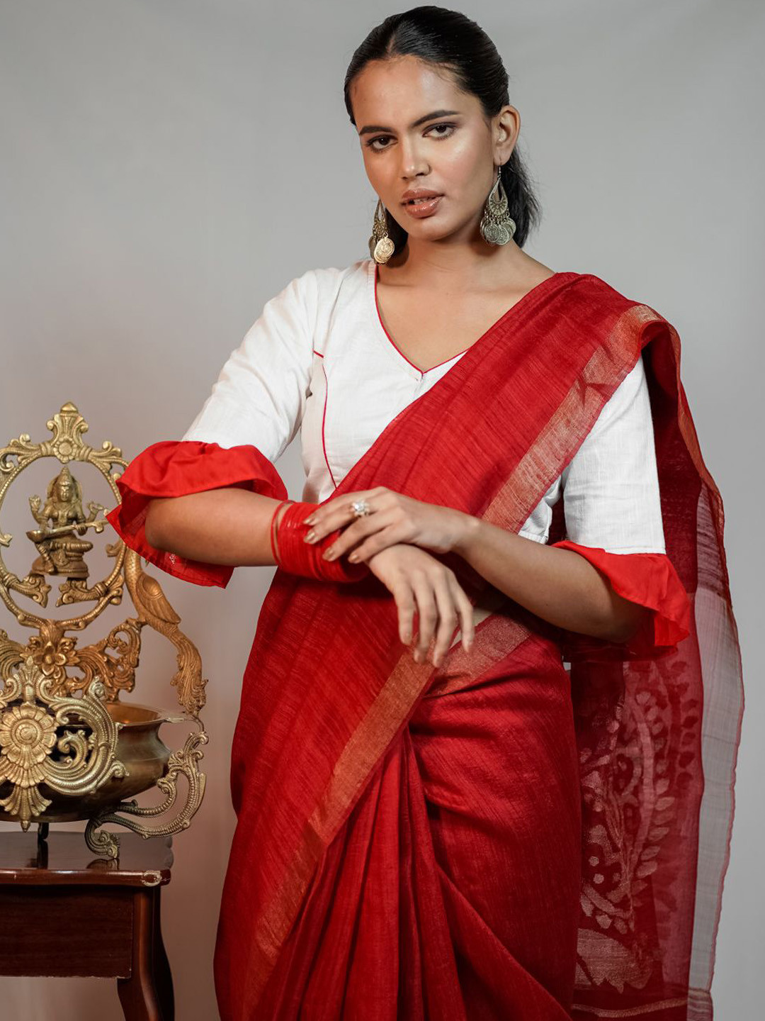 Ready to wear printed princess cut saree blouse main image 1