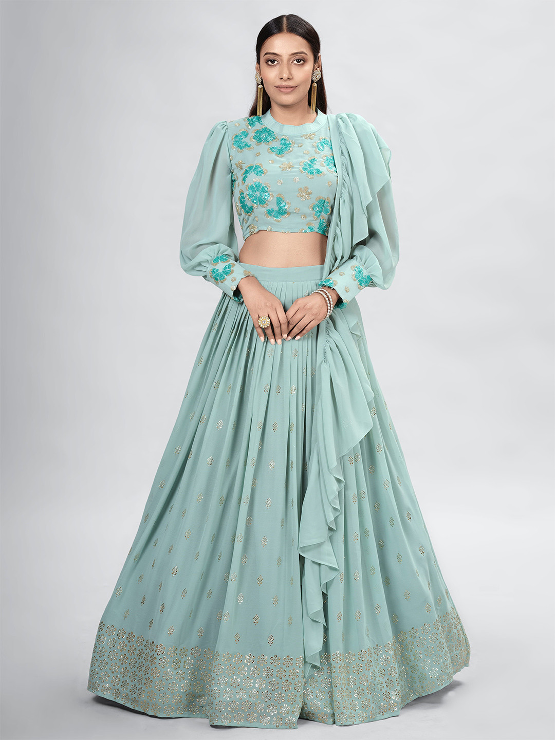 Unstitched Lehenga Choli Half Stitched Langa Blouse Top main image 1
