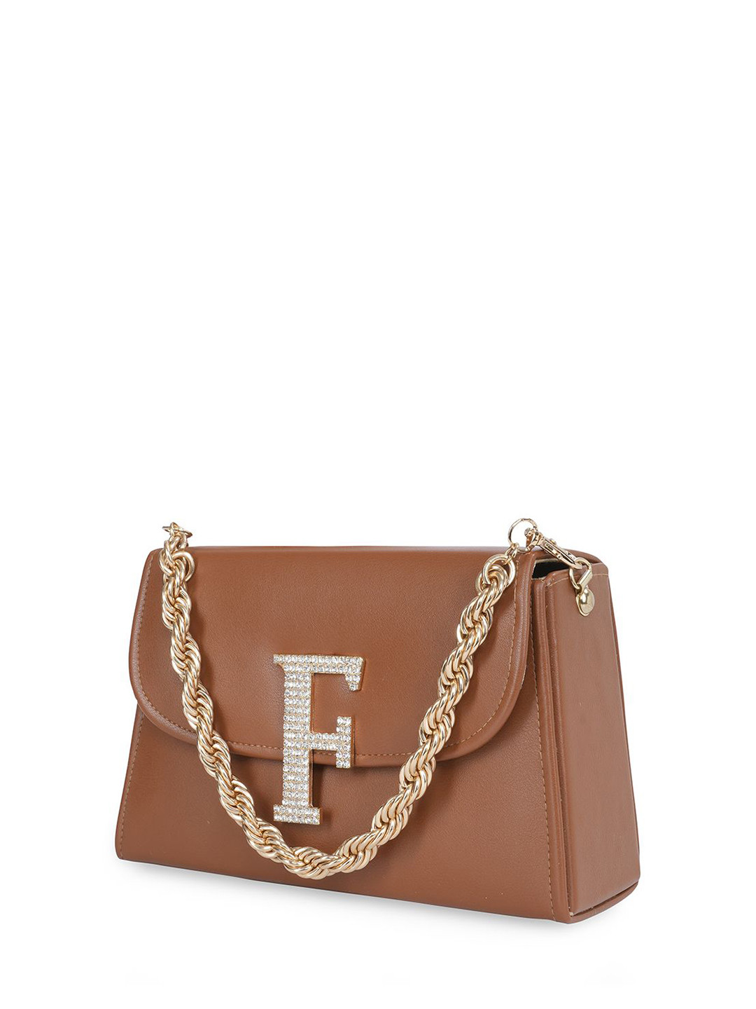 Buy NR By Nidhi Rathi Embellished F Initial Leather Purse Clutch ...