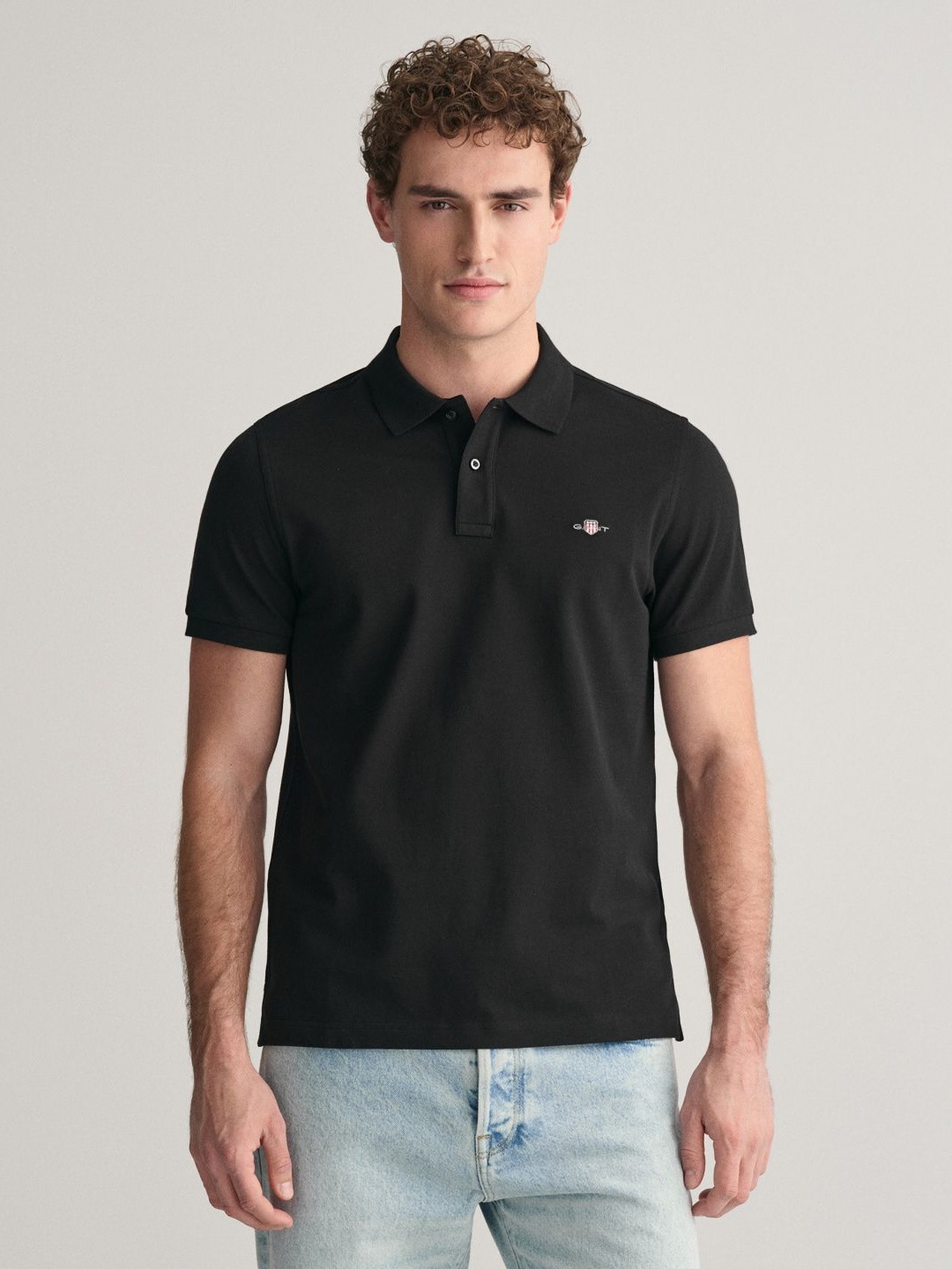 Gant Men Green Striped Polo Collar Full Sleeves Tshirt
