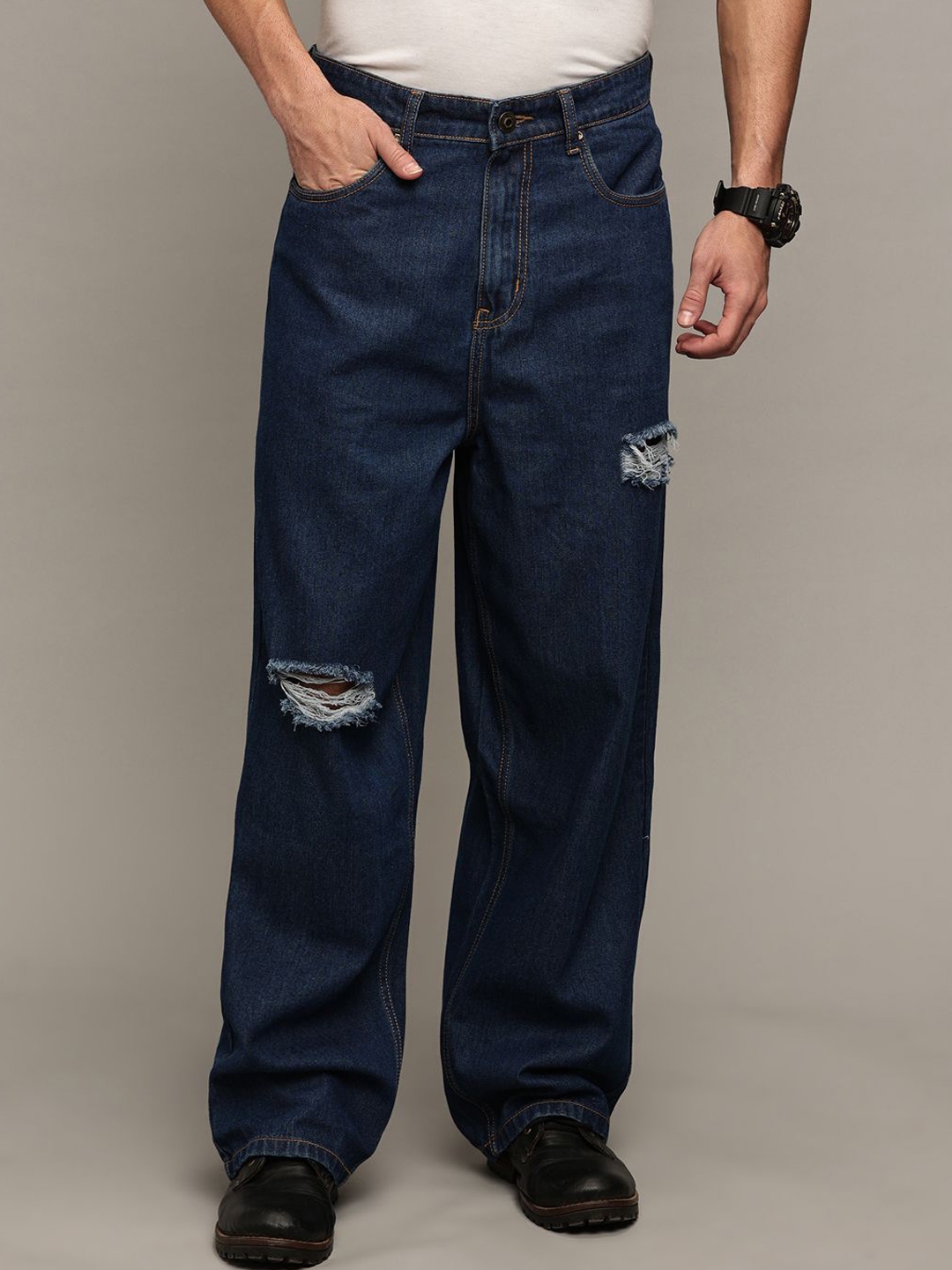 Buy The Roadster Lifestyle Co Men Pure Cotton No Faded Ripped Jeans ... Buy The Roadster Lifestyle Co Men Pure Cotton No Faded Ripped Jeans ...