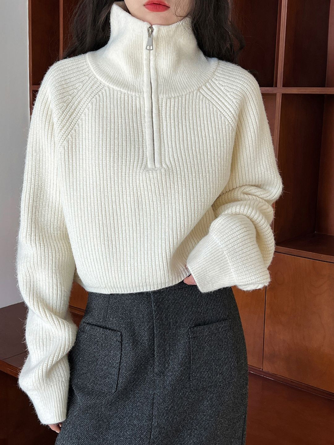 Angel Wings Turtle Neck Long Sleeve Pullover Sweater