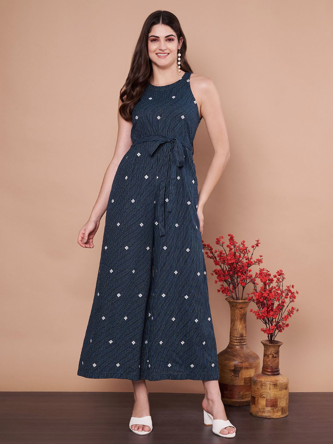 Round Neck Short Sleeve Jumpsuit