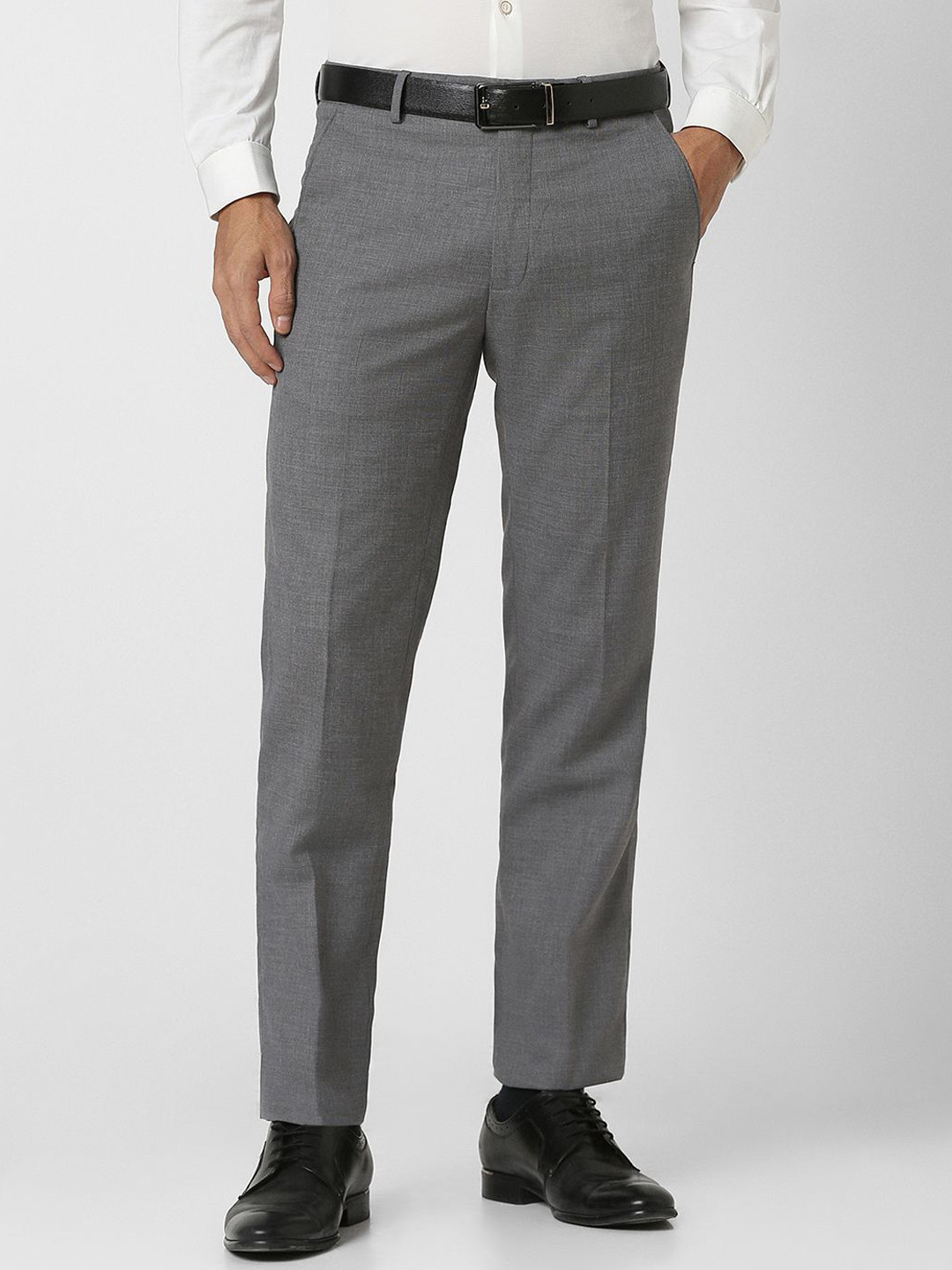 Buy Van Heusen Men Slim Fit Mid Rise Formal Trousers - Trousers for Men ...