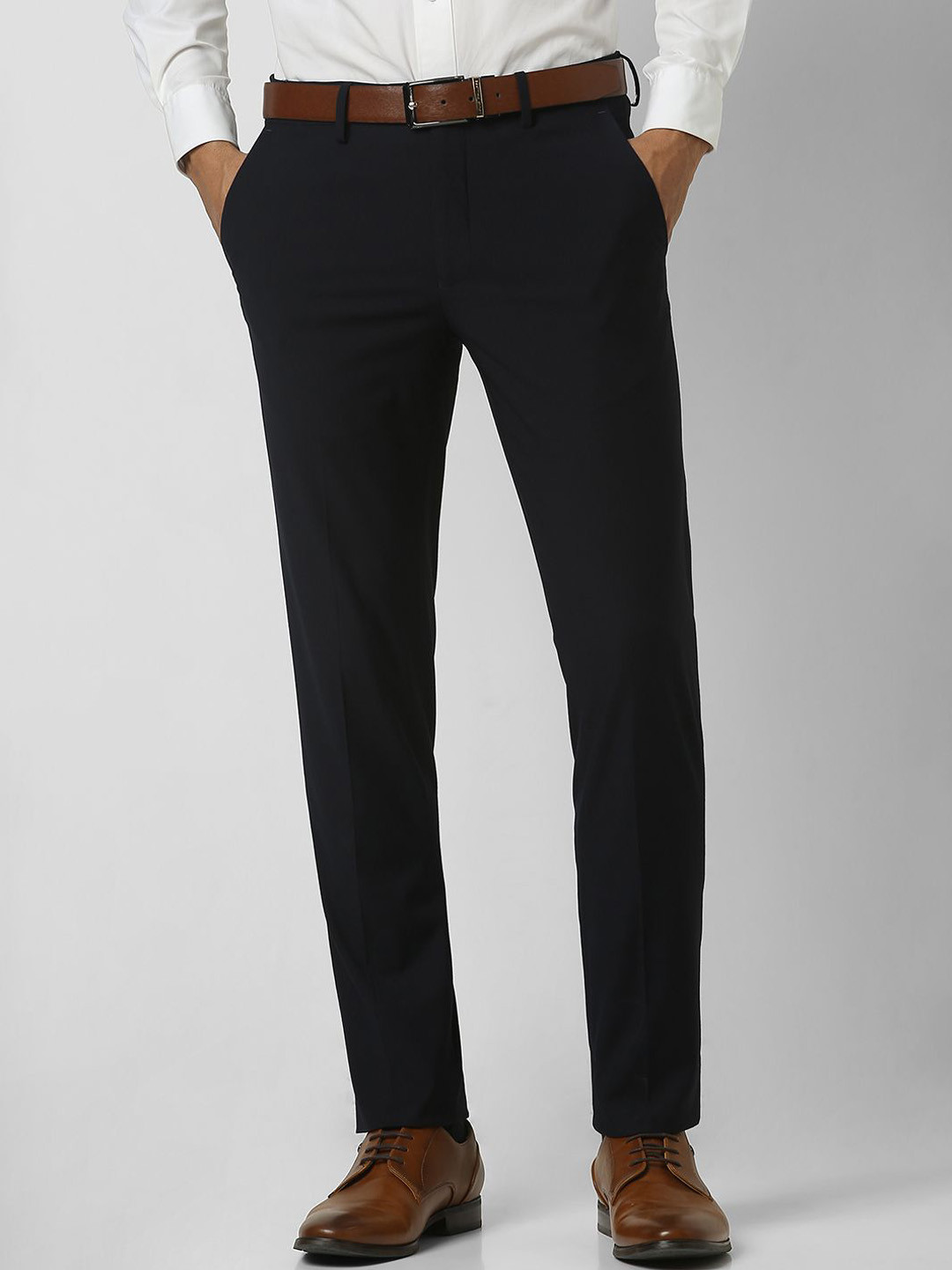 Buy Van Heusen Men Slim Fit Mid Rise Formal Trousers - Trousers for Men ...