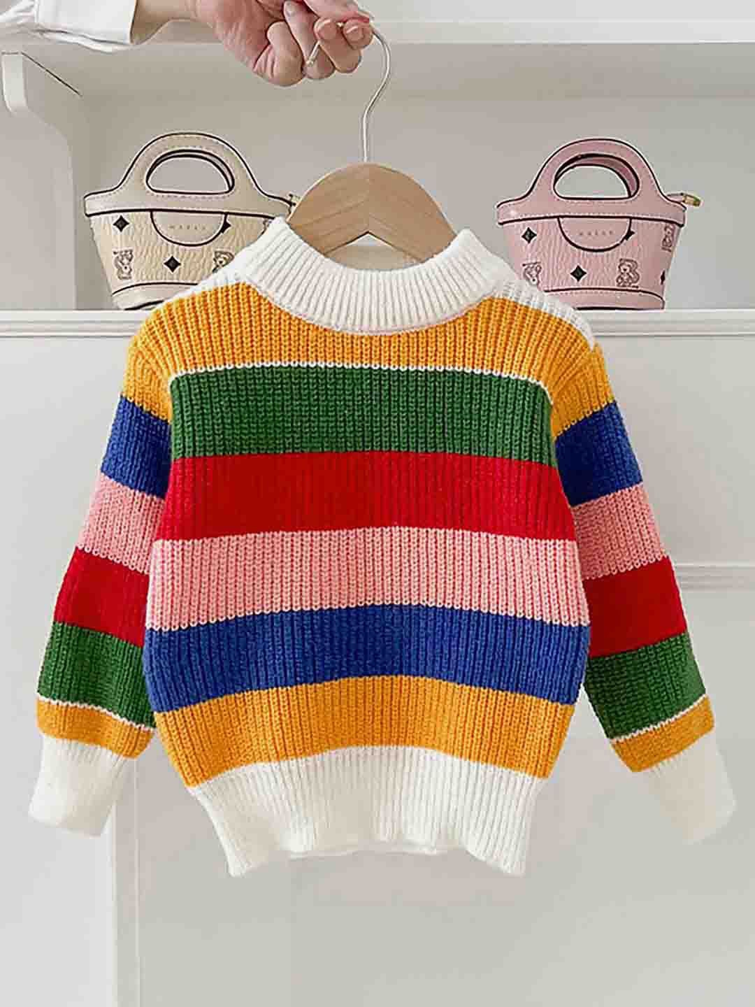 Little Surprise Box Grey Striped Cardigan with Scarf, Winter Cardigan Sweater for Kids main image 1