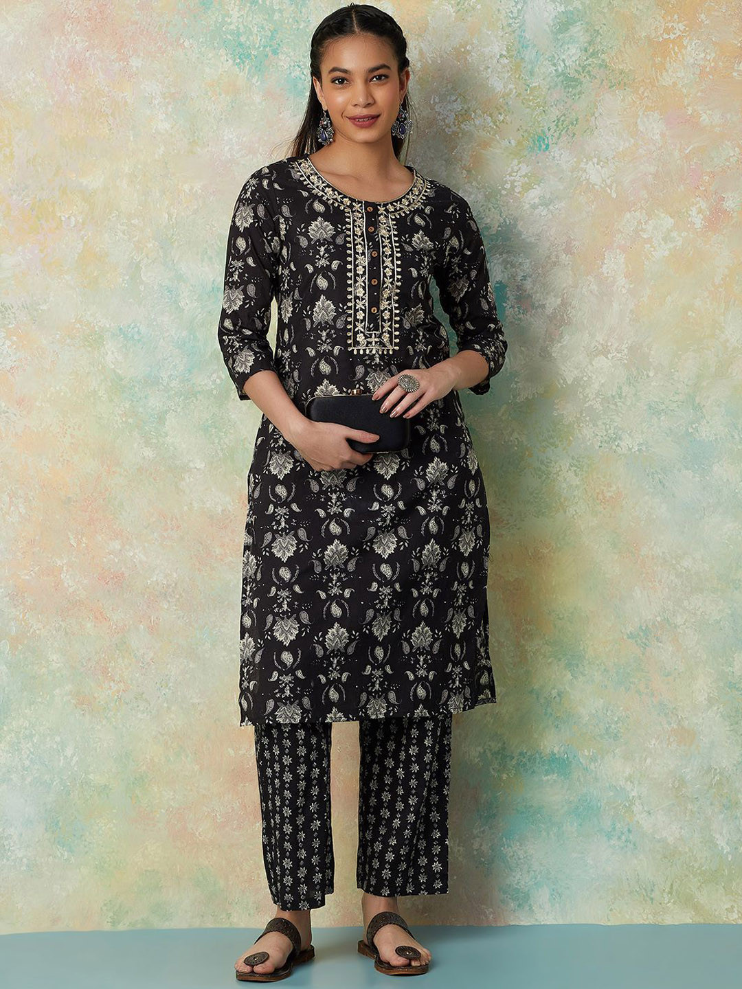 Women Kurta and Trousers Set Cotton Blend main image 0