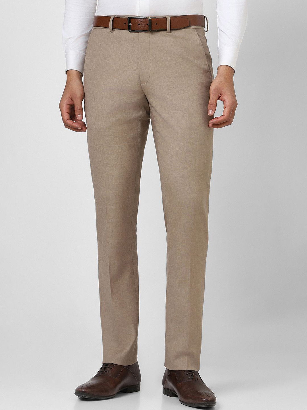 Buy Van Heusen Men Mid Rise Textured Slim Fit Trousers - Trousers for ...