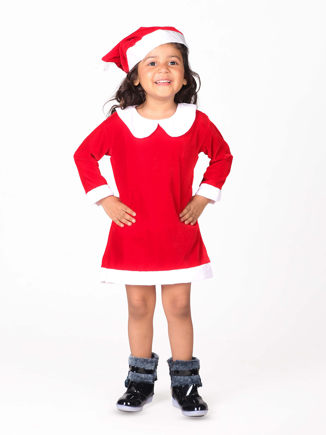 Girls Santa Long Sleeve Romper or Dress by Ishtex main image 1