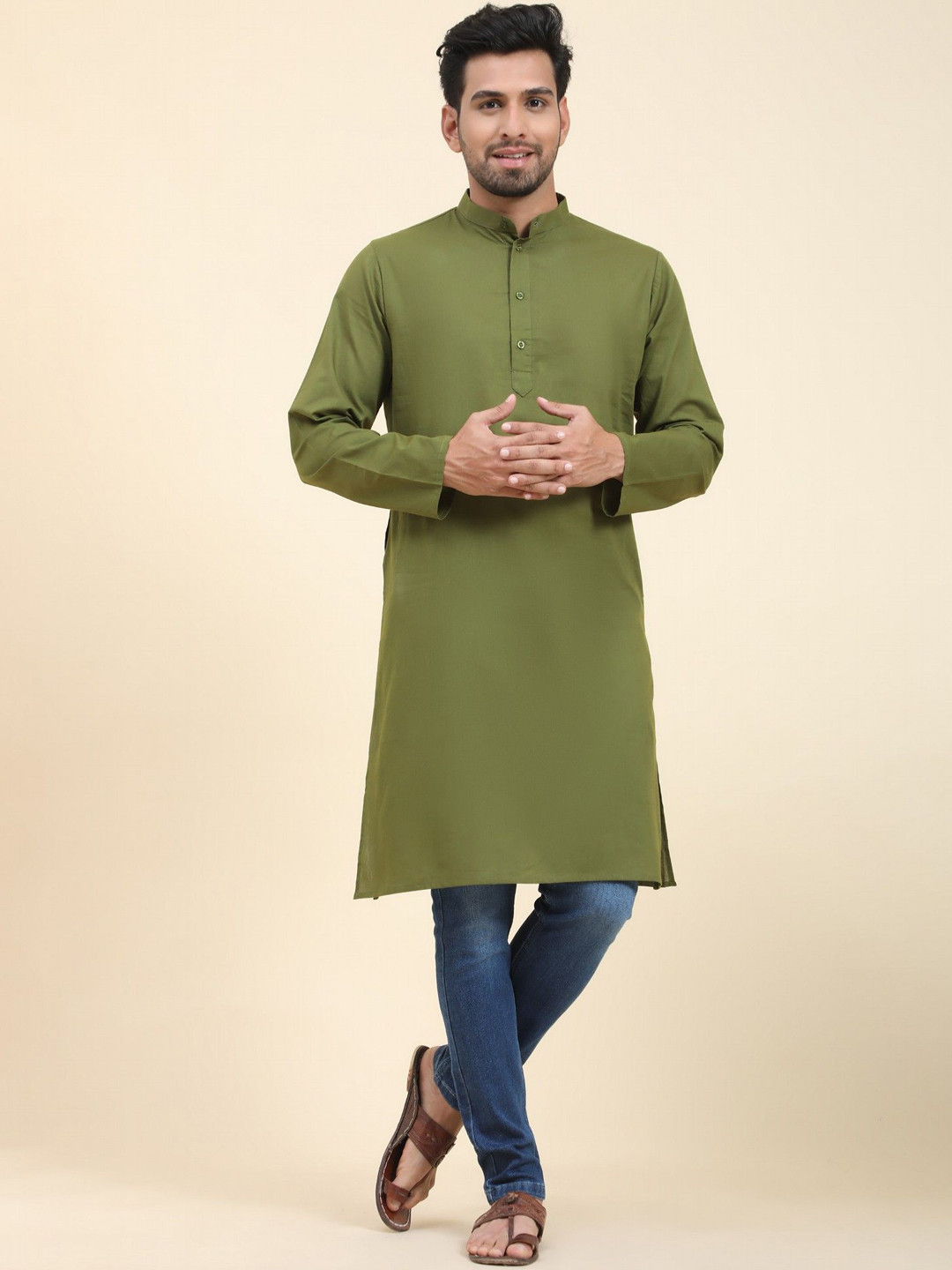 Chemise Kurta Long Homme En Soie Dupion – Robe Du Soir, Style Décontracté – Tailles M à XL