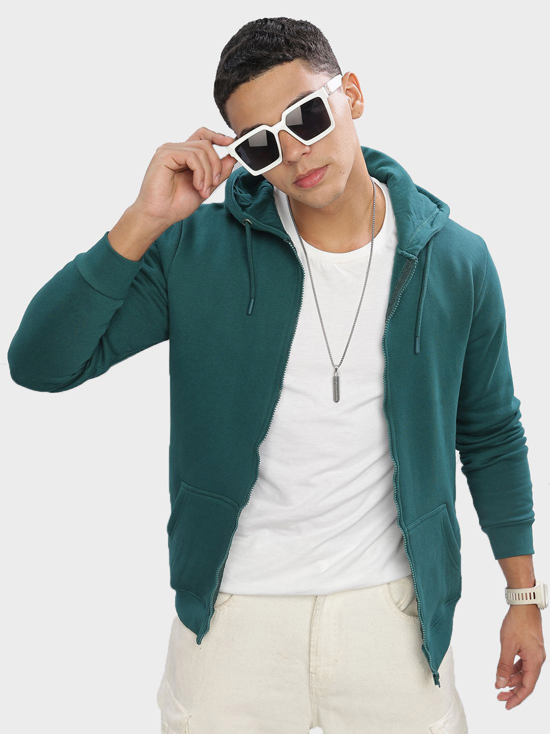 Buy ADRO Men Front Open Cotton Hooded Sweatshirt - Sweatshirts for Men ...