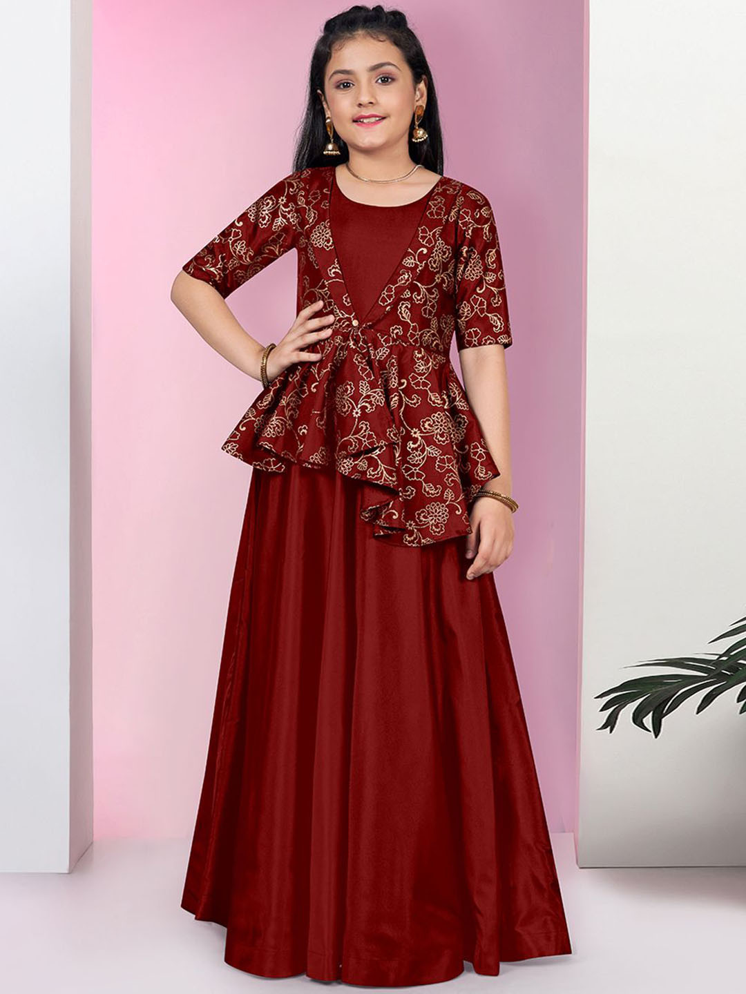 Girls Geometric Printed Ethnic Dress