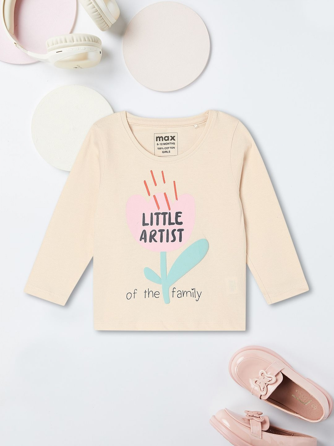 Girls Red Typographic Printed T-Shirt With Flared Pants Sets main image 1