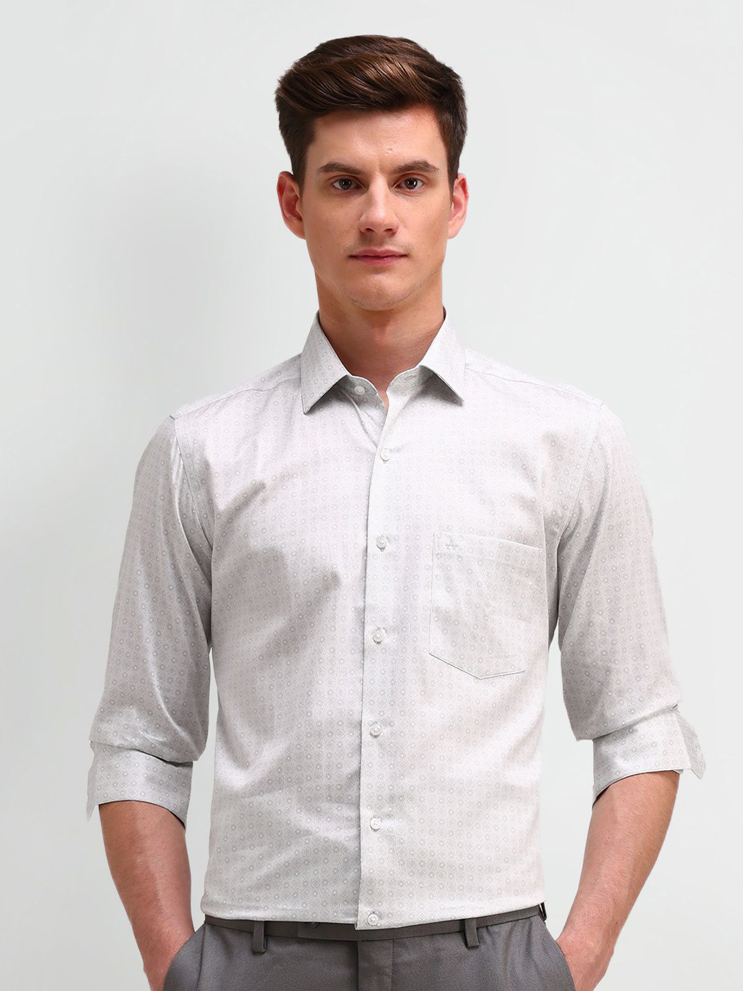 Men's Blue Spread Collar Ethnic Motifs Shirt