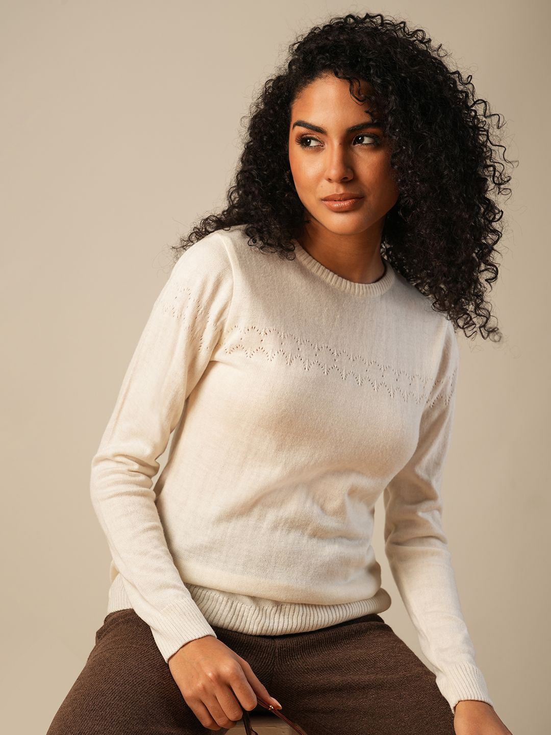 Women’s Salmon Ribbed Collar Neck Sweater – Soft Knit Slim Fit Winter Top Online India main image 0
