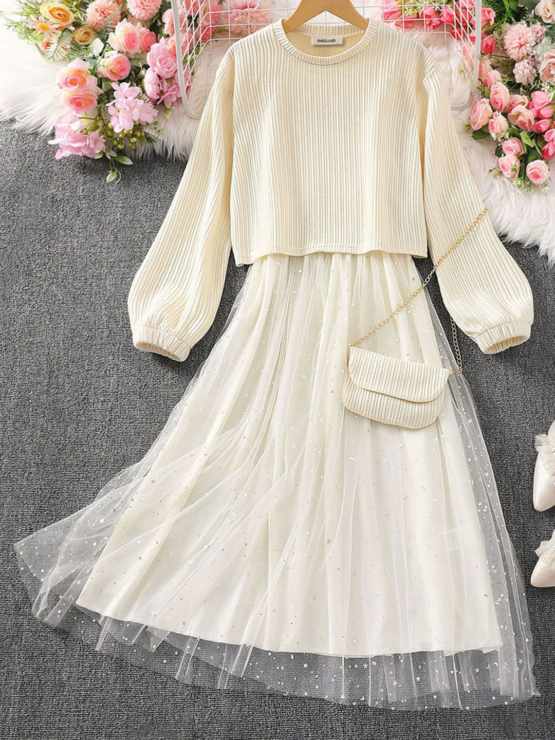 Girls Multicolor  Cotton Blend Abstact Printed Midi Dress main image 0