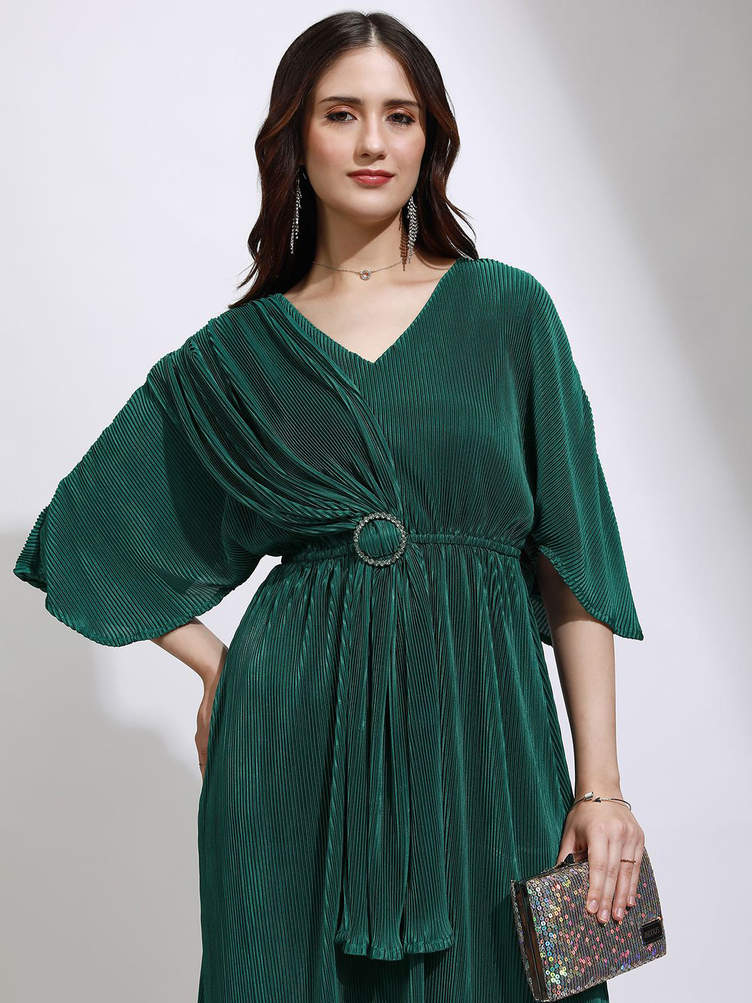 Women's Kimono Midi Dress – Relaxed Fit with Tie Waist & Flowing Sleeves