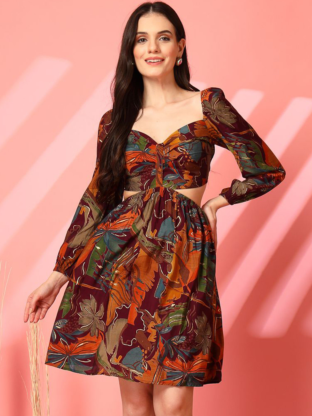 AAYU Women Fit and Flare Multicolor Dress