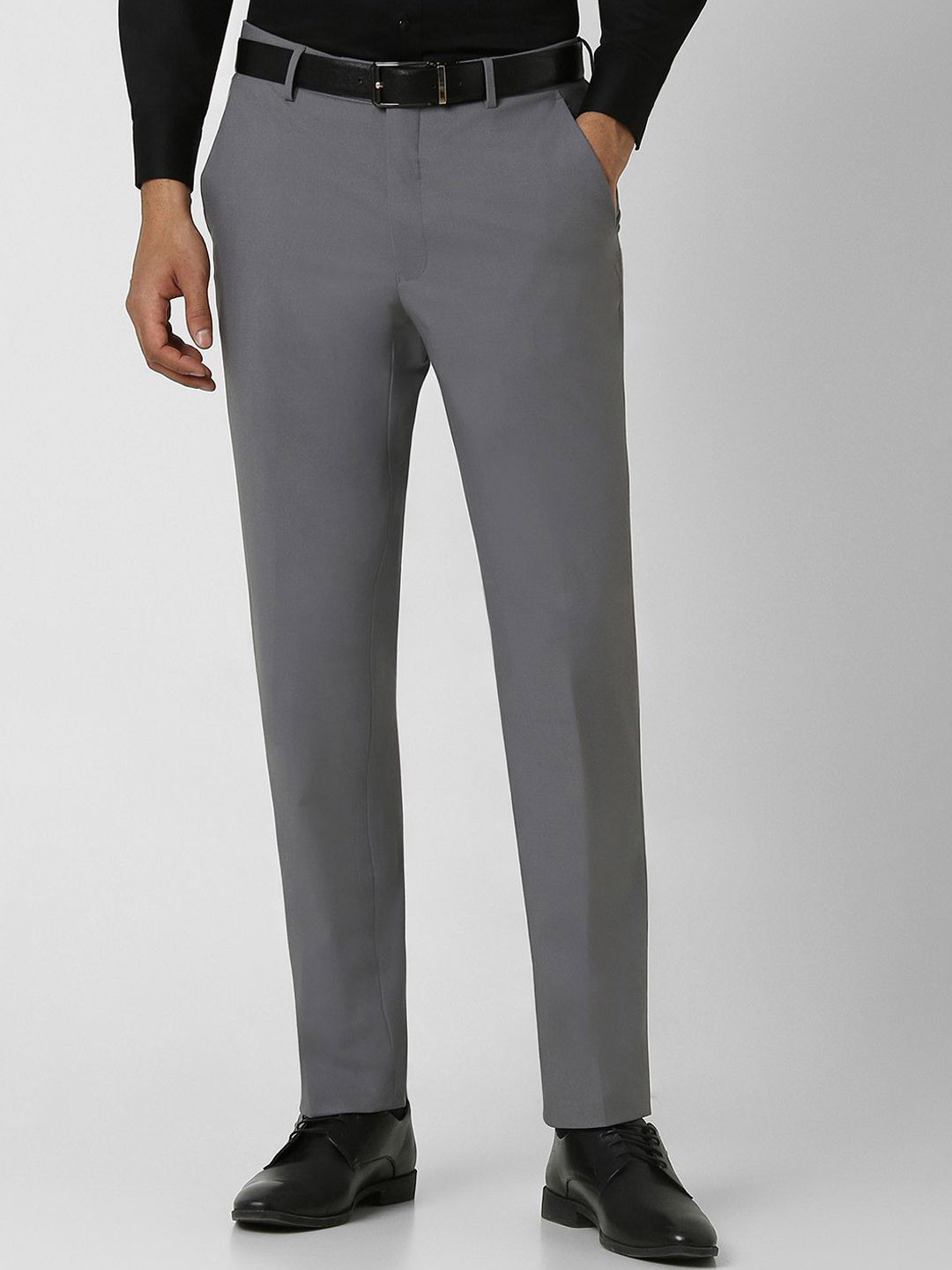 Buy Van Heusen Men Cotton Mid Rise Regular Fit Formal Trousers ...