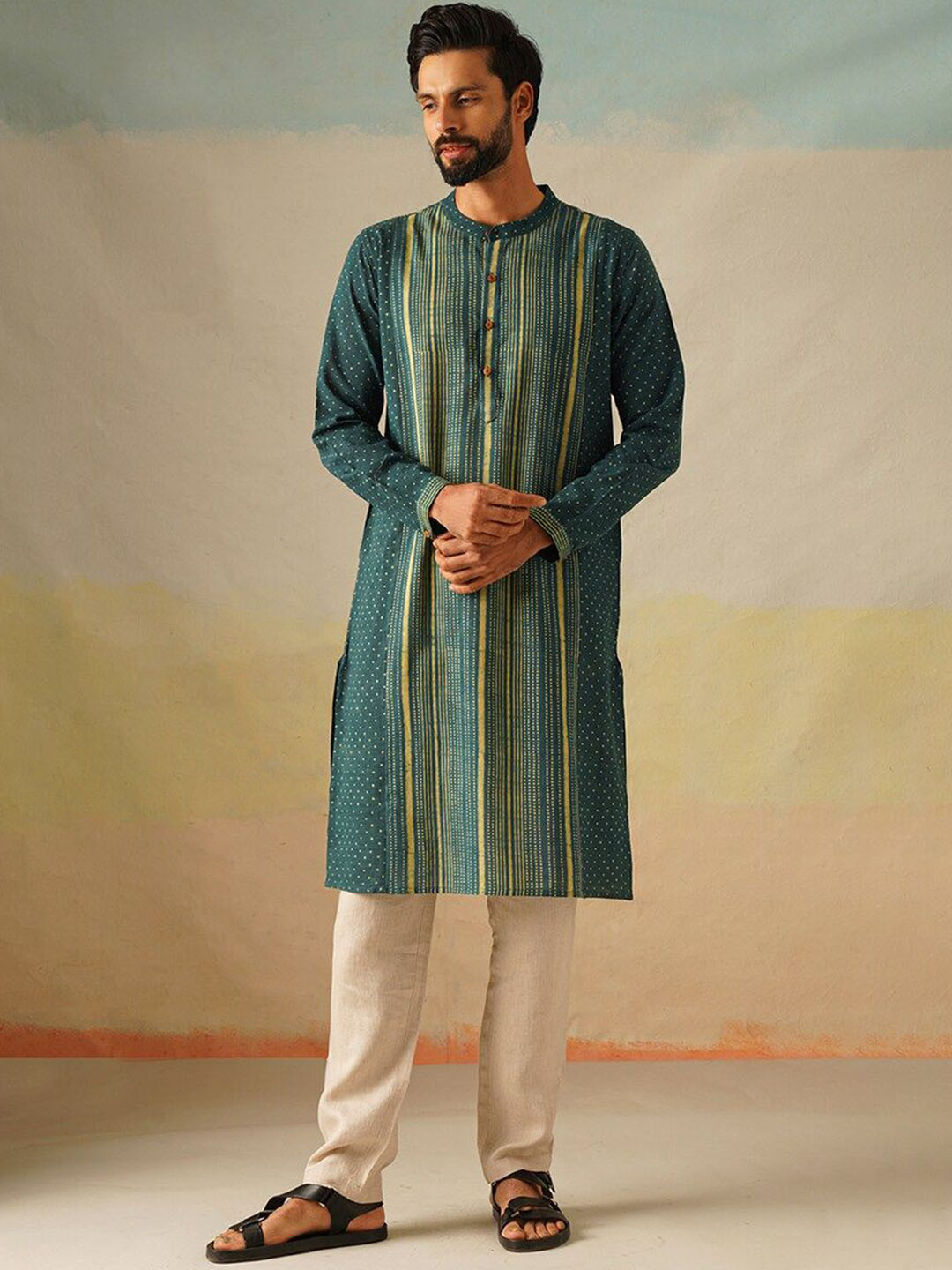 Men Striped Straight Kurta