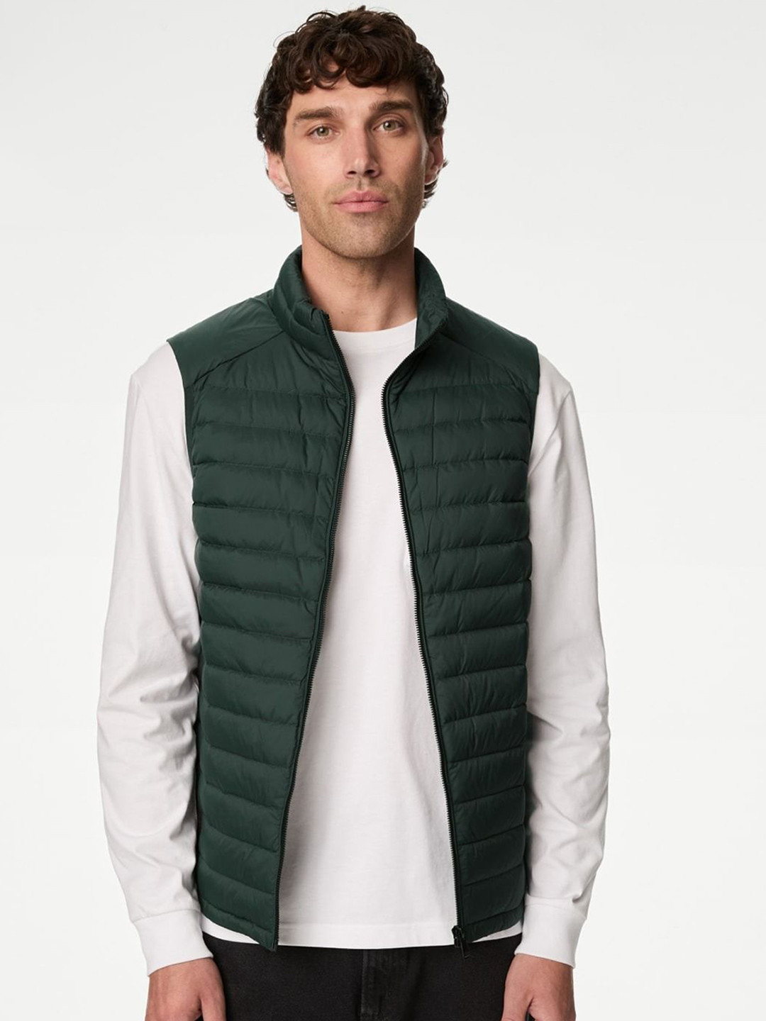 Buy Marks & Spencer Men Mock Collar Solid Casual Puffer Jacket ...