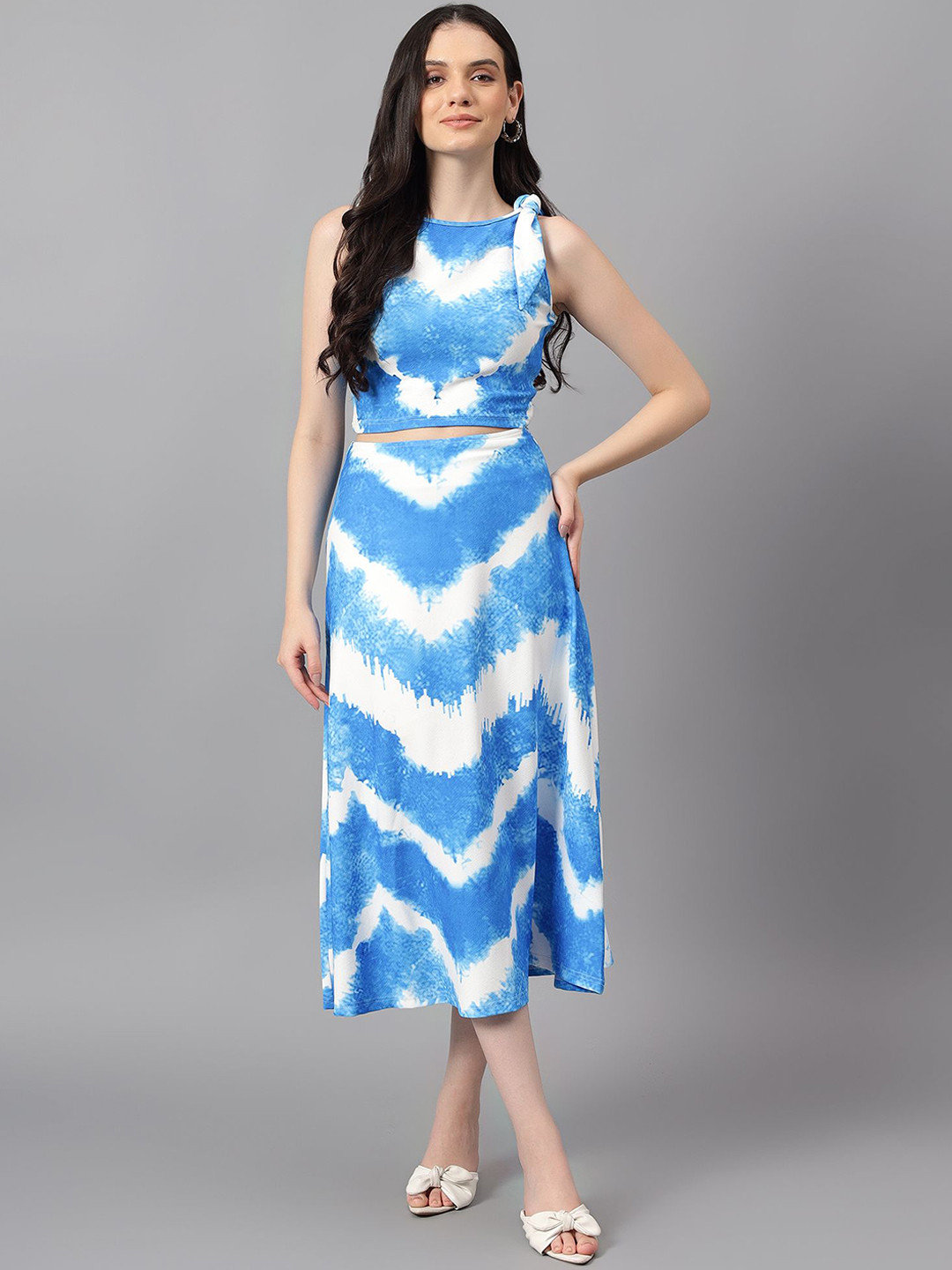 Capri Printed Crop Top & Skirt Set