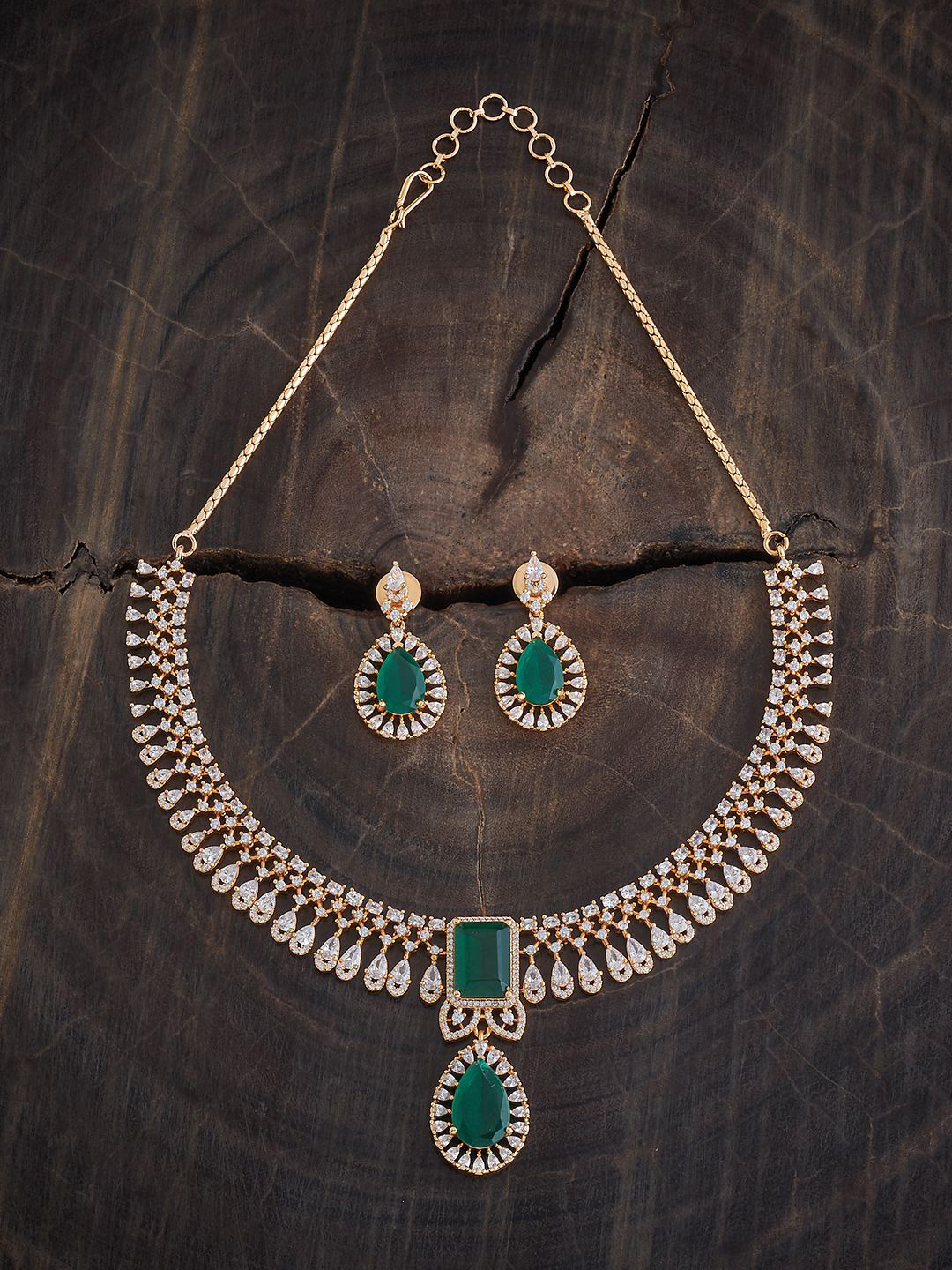 Women Gold-Plated Cubic Zirconia-Studded & Beaded Traditional Jewellery Set