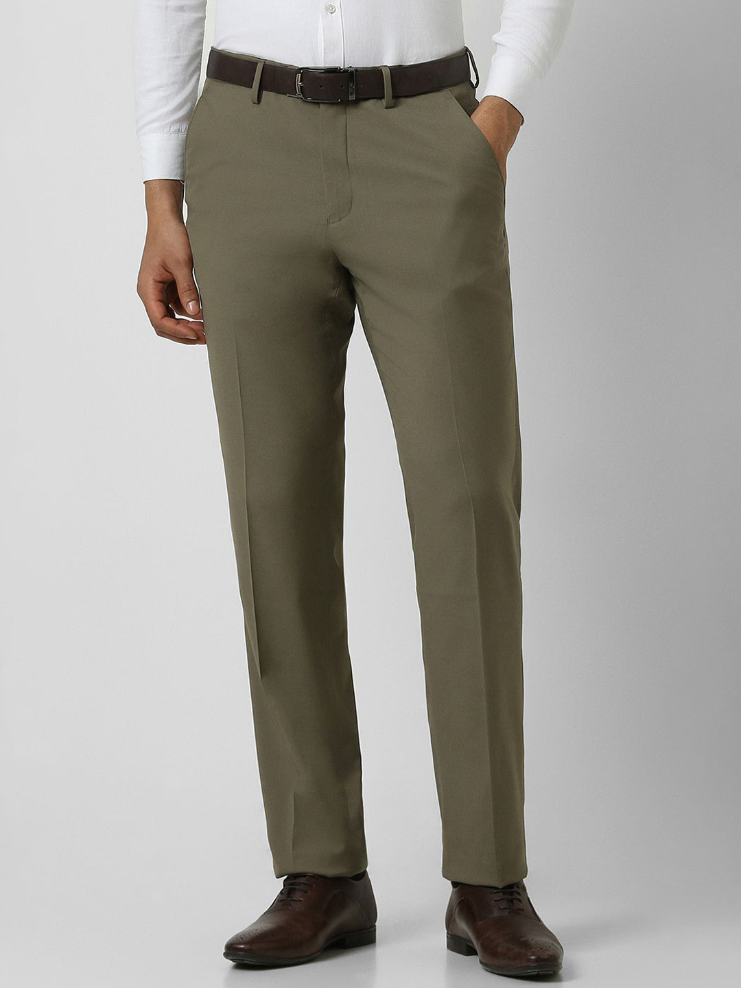 Buy Van Heusen Men Regular Fit Mid Rise Formal Trousers - Trousers for ...