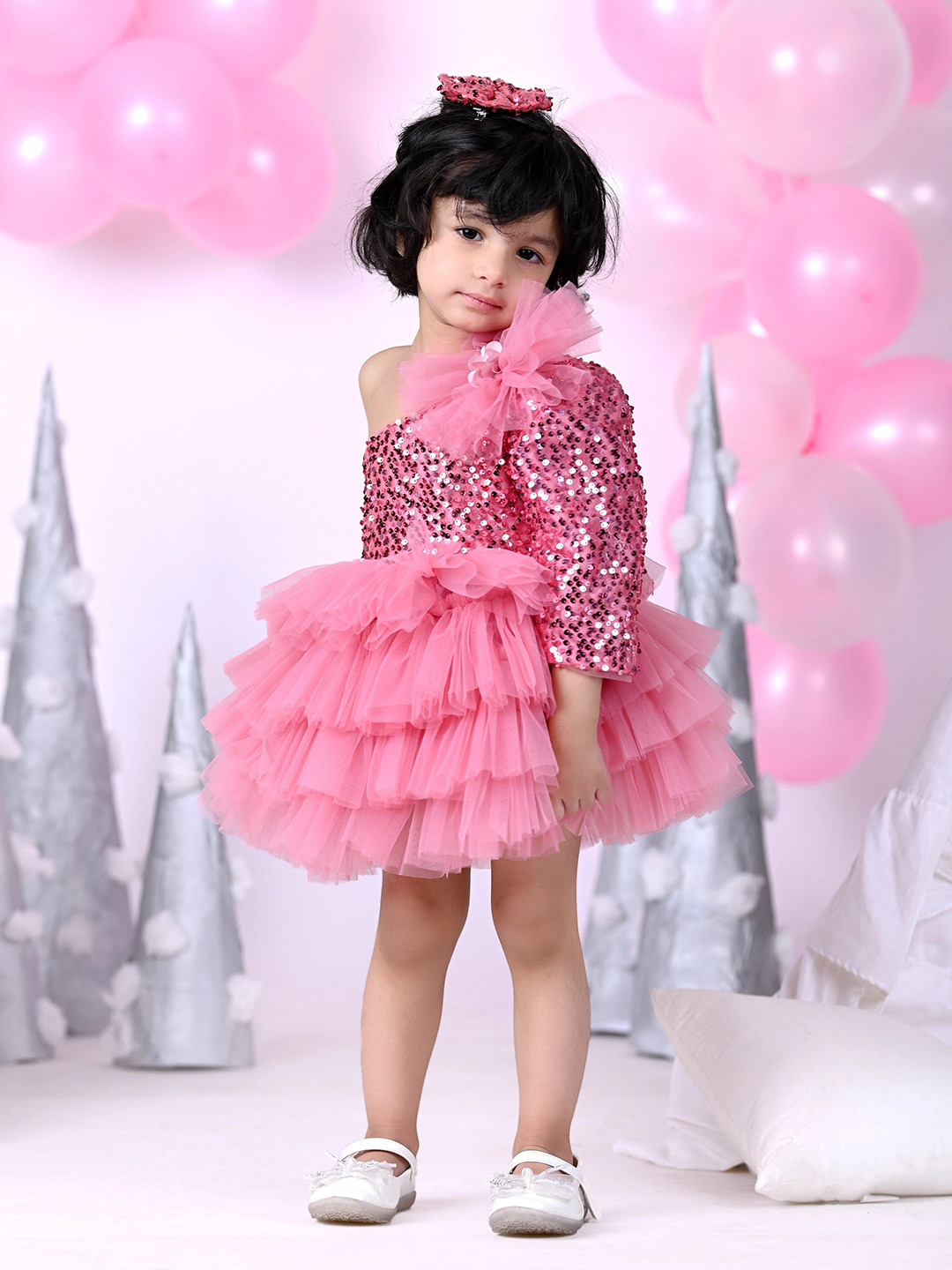 KIDS GATHERED NECK DRESS EVERLASTING LIGHT