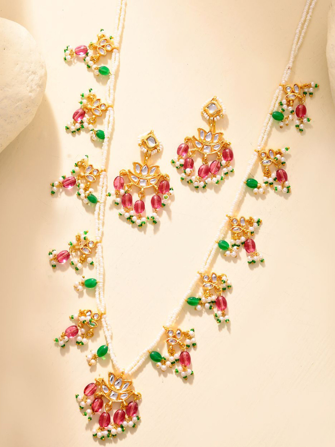 Gold-Plated Stones Studded Jewellery Set