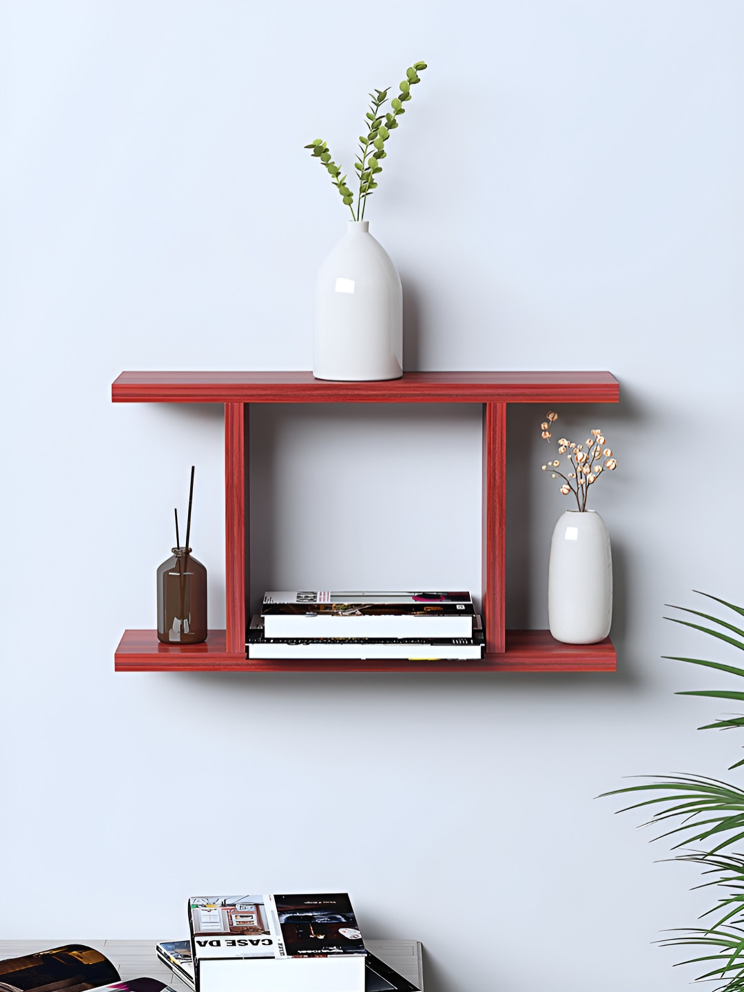 Buy RANDOM Brown Engineered Wood Pocket Wall Shelf With Storage Shelf ...