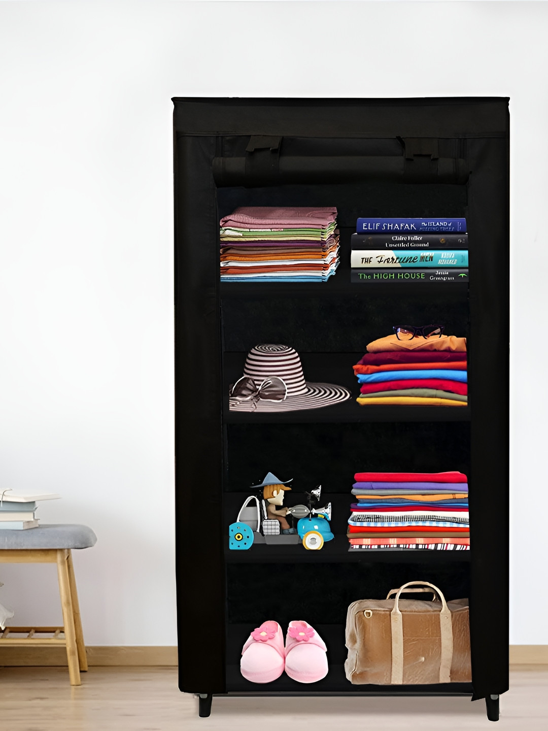 Buy Urban Choice Black 4 Tier Rectangular Rack - Racks And Wardrobes ...