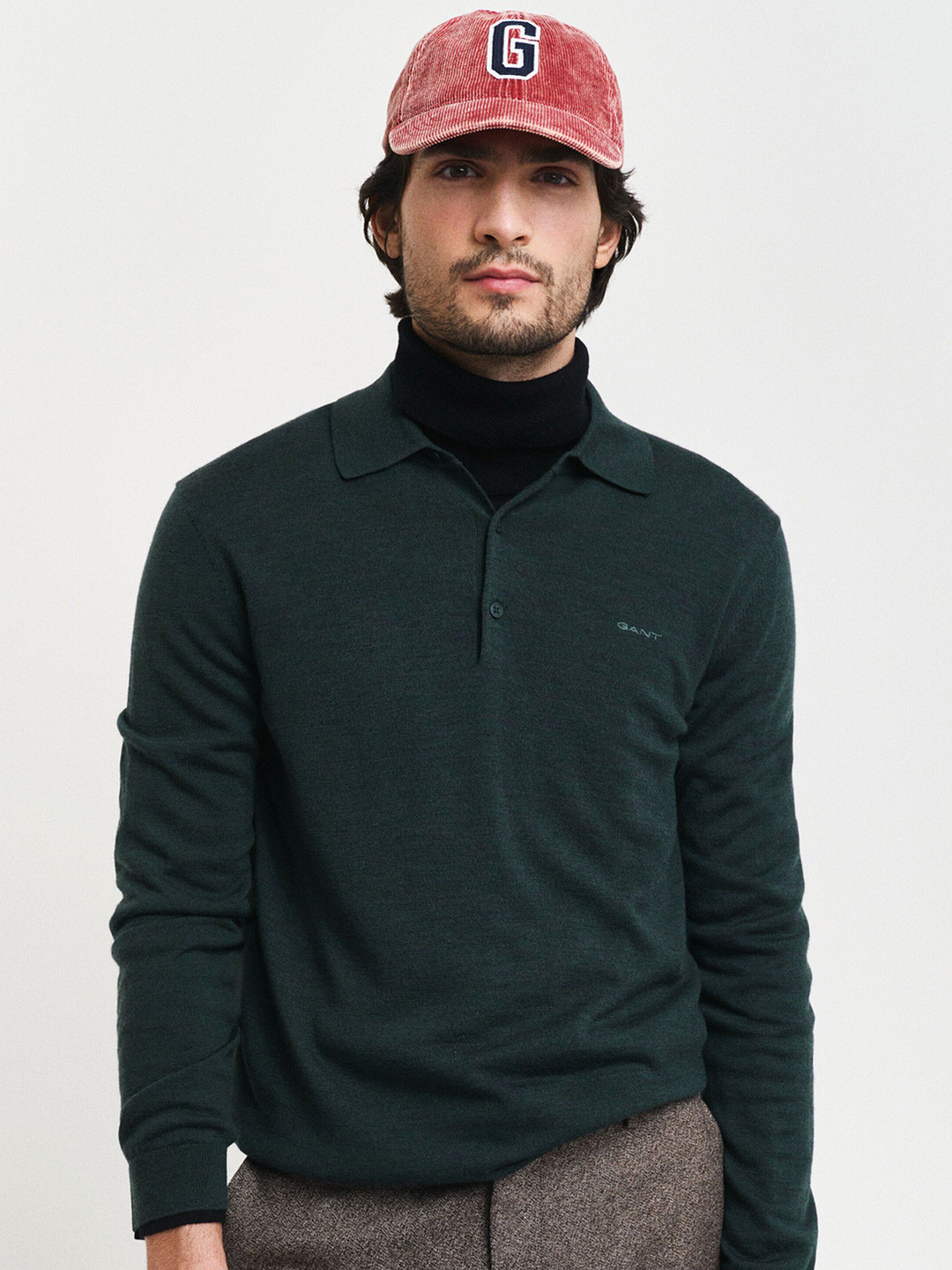 Gant Men Solid High Neck Full Sleeves Cardigan
