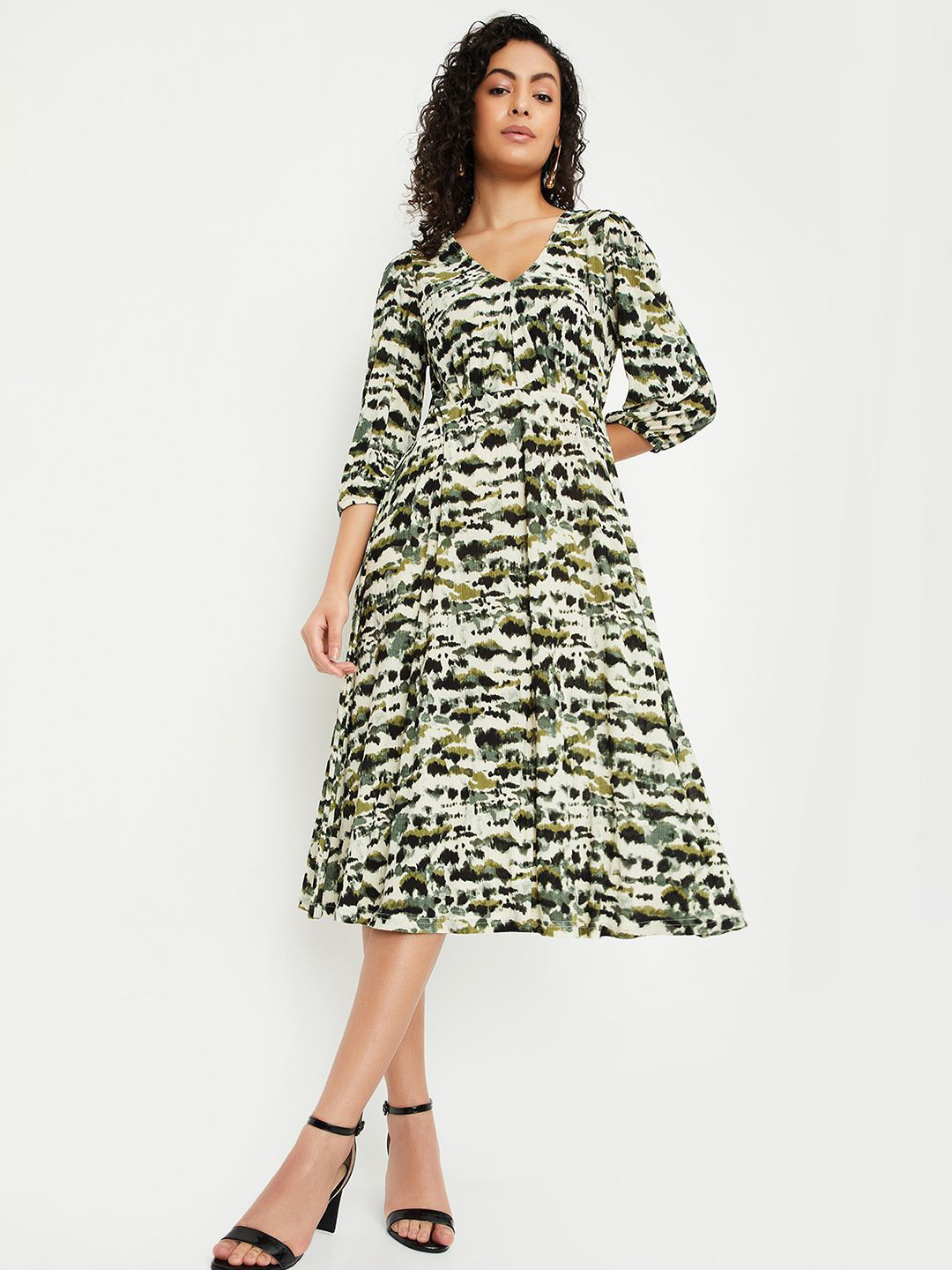 Animal Print Sleeveless Fit And Flare Dress