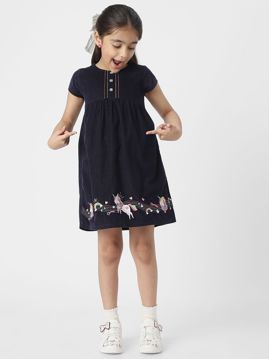 Nautinati Baby Girls' 100% Cotton Pack of 2 Floral Placement & Graphic Print Tops with Cute Frill Sleeves