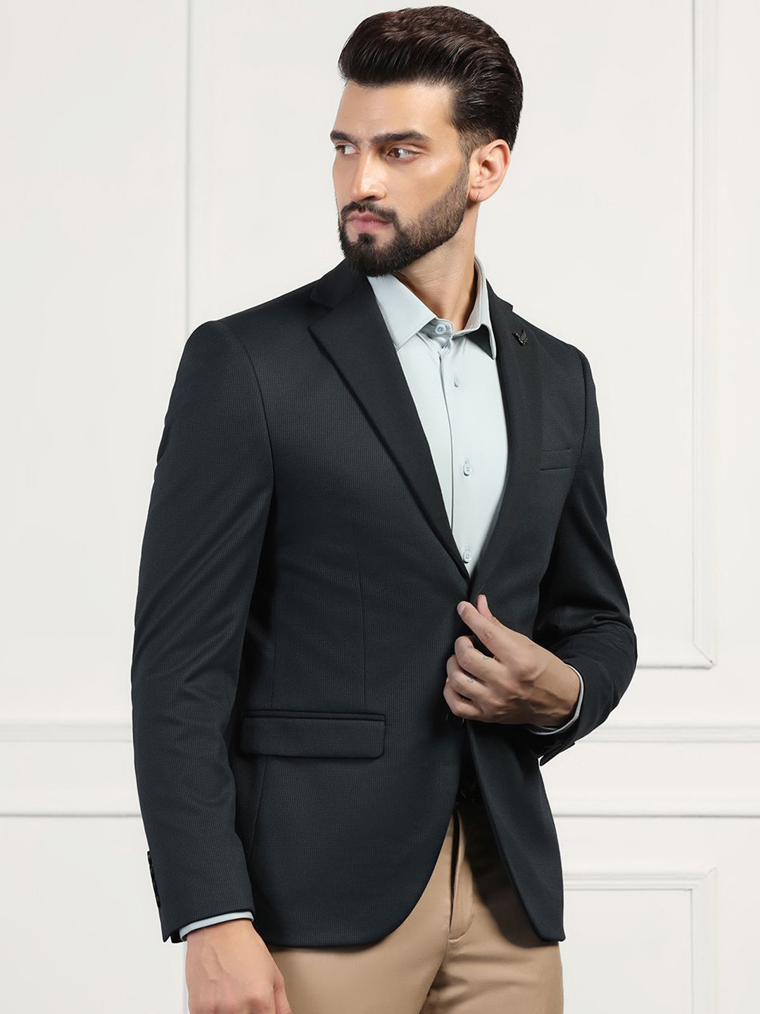 Men's Multi Printed Notched Lapel Slim-Fit Single-Breasted Blazer