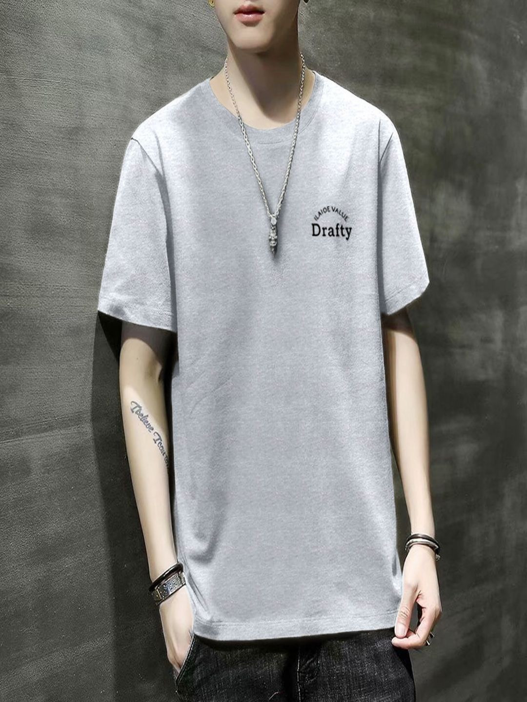 Hybrid Cotton Henley Neck Dress T-shirt Color: Navy