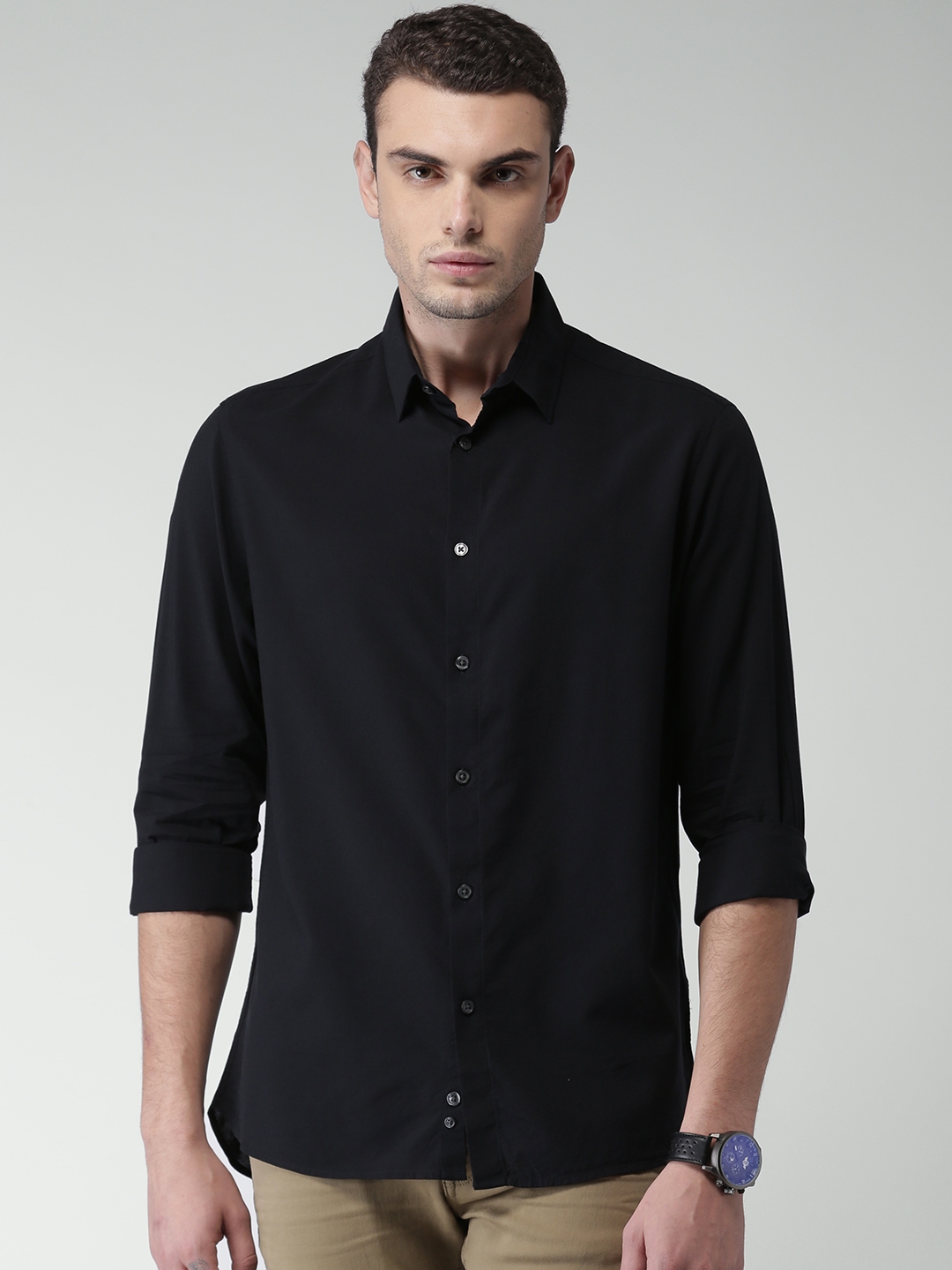 Buy Celio Men Black Solid Casual Shirt - Shirts for Men 2024029 | Myntra