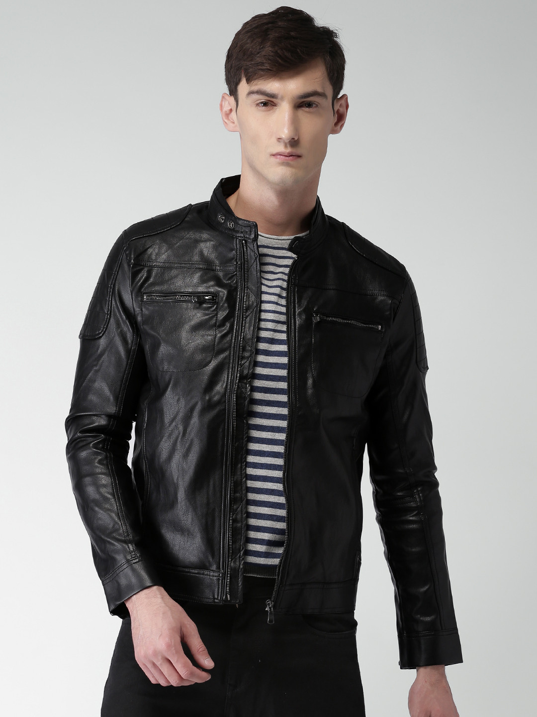 Buy Celio Men Black Solid Biker Jacket Jackets for Men 2024099 Myntra