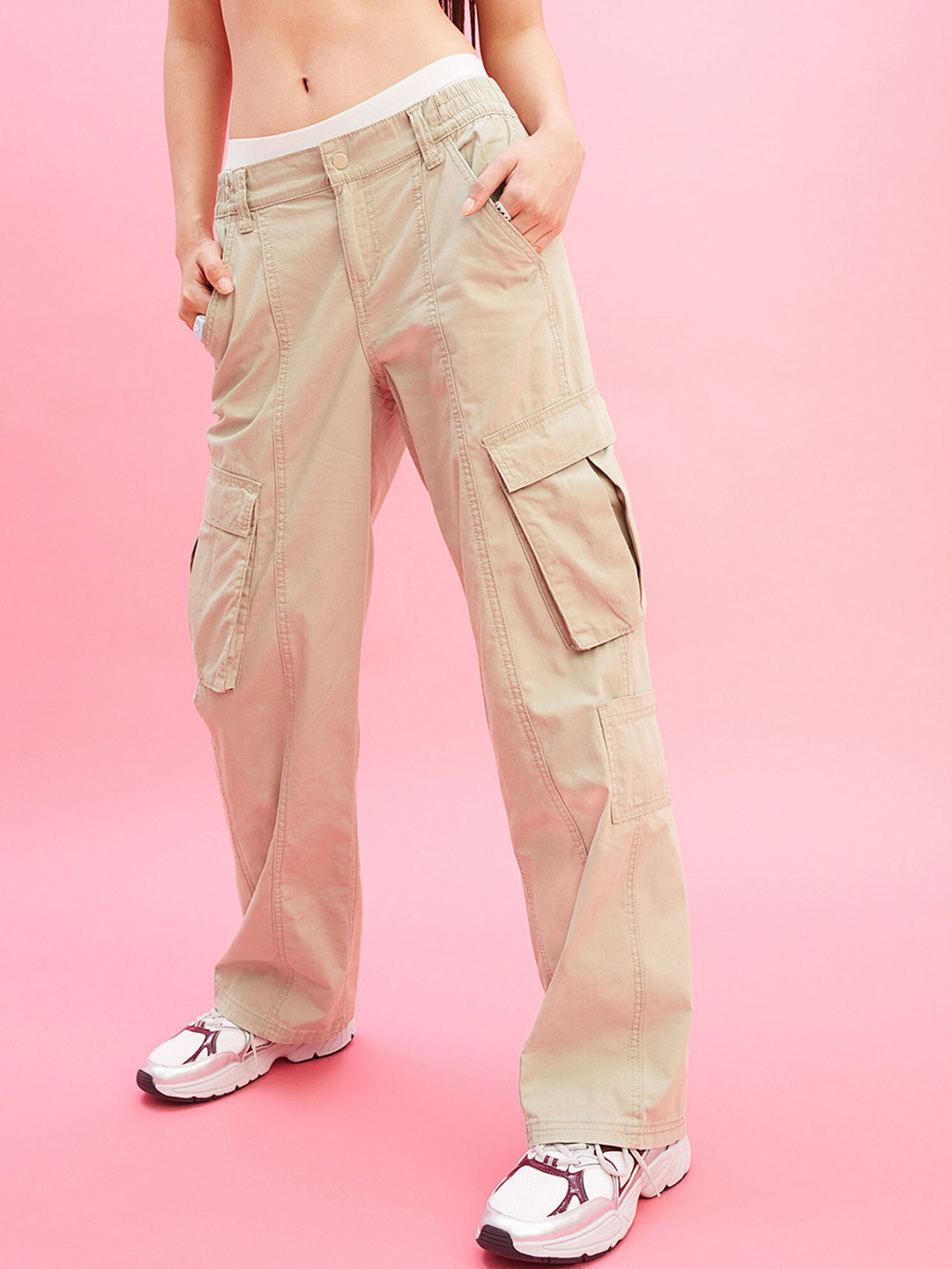 Buy H&M Woman Canvas Cargo Trousers Trousers for Women 20242540 Myntra