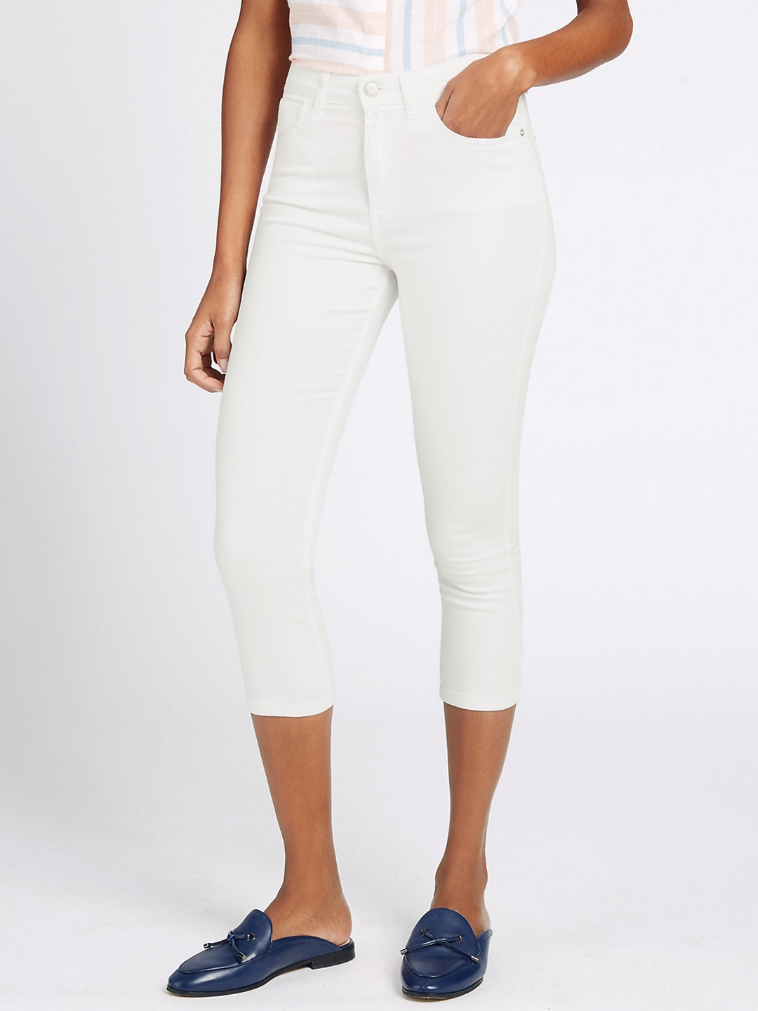 Buy Marks & Spencer Women White Super Skinny Fit Clean Look Stretchable ...