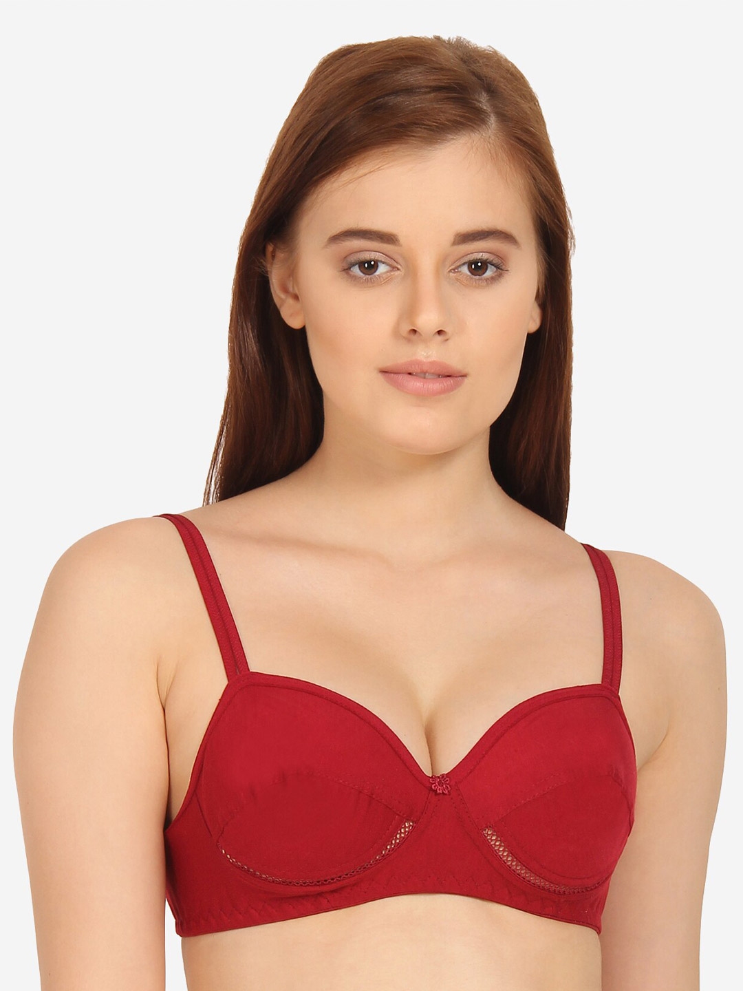 Buy Innocence Women Maroon Cotton Non Padded Bra Bra for Women