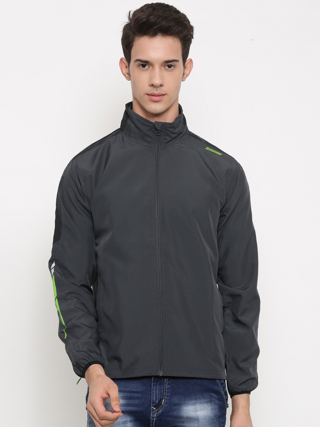 Buy Proline Active Men Grey Solid Windcheater Sporty Jacket Jackets
