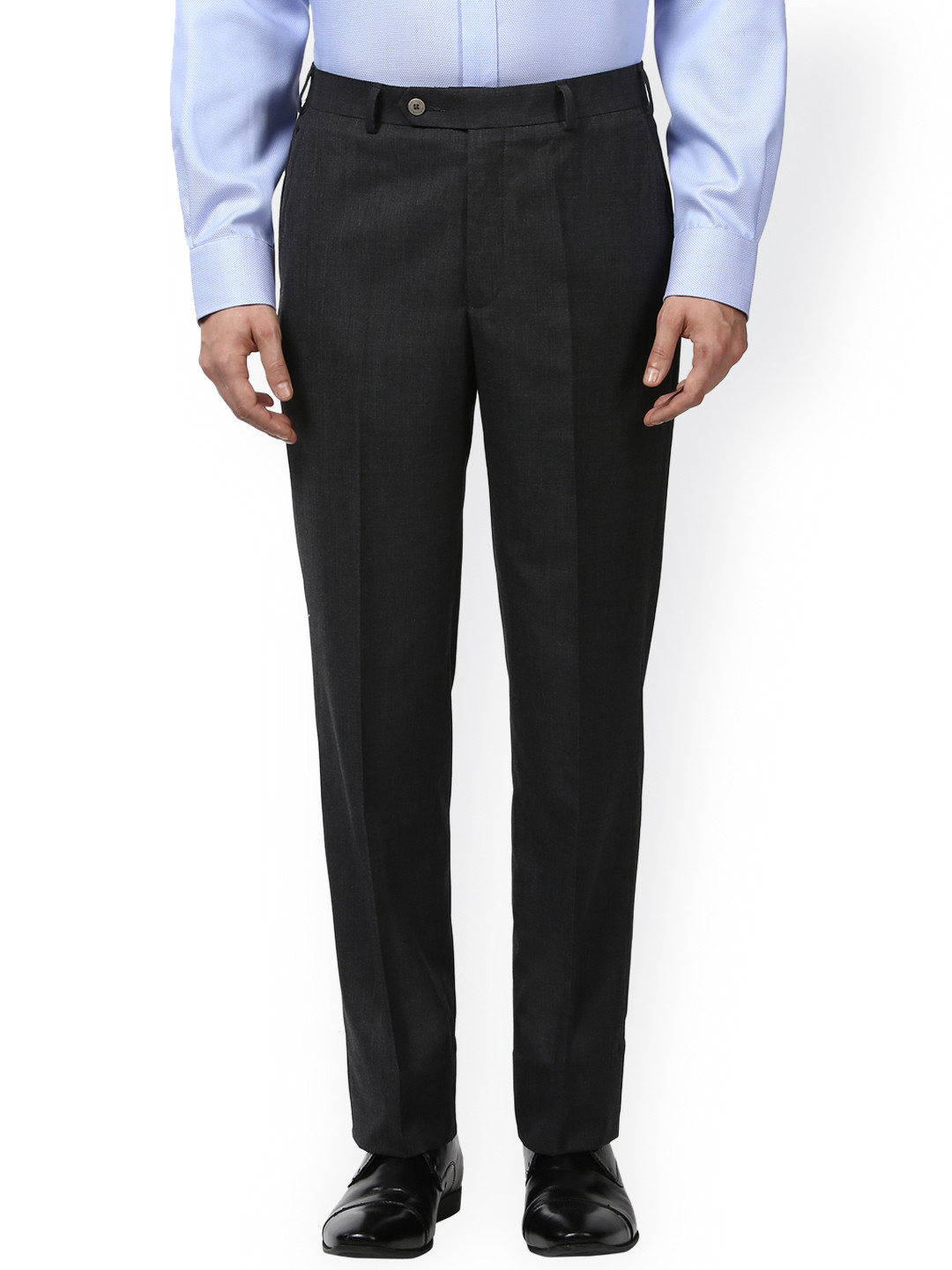 Buy Park Avenue Men Charcoal Grey Tailored Slim Fit Solid Formal ...